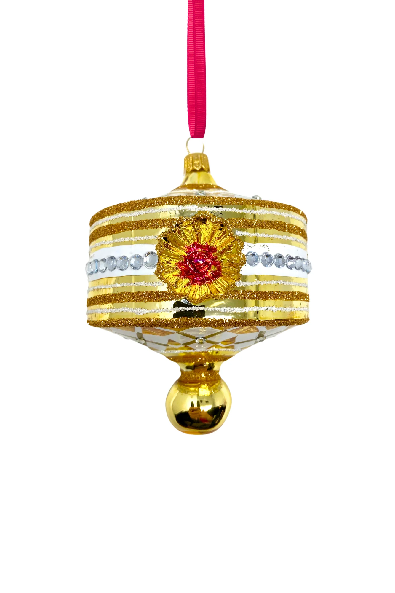 Gold Harlequin Lantern Glass Ornament - Image 2