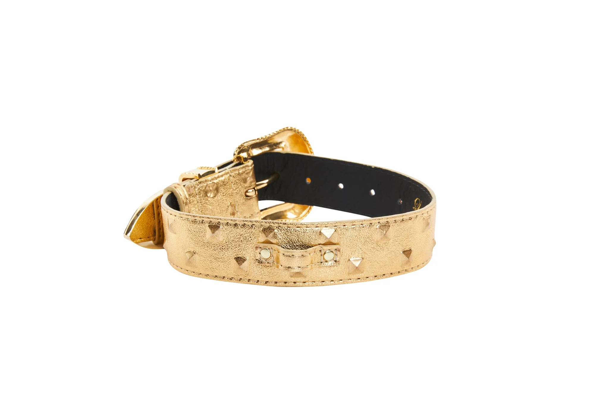 Gold Studded Italian Leather Swarovski Crystal Collar - Image 2