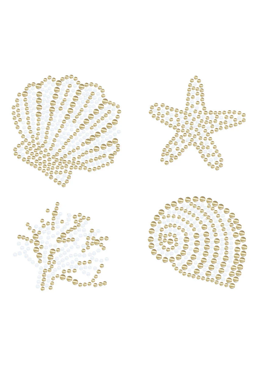 Gold & White Sea Shells - Bandanna - Image 8