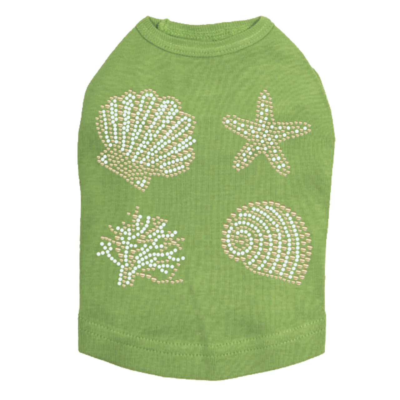 Gold & White Sea Shells - Dog Tank - Image 3