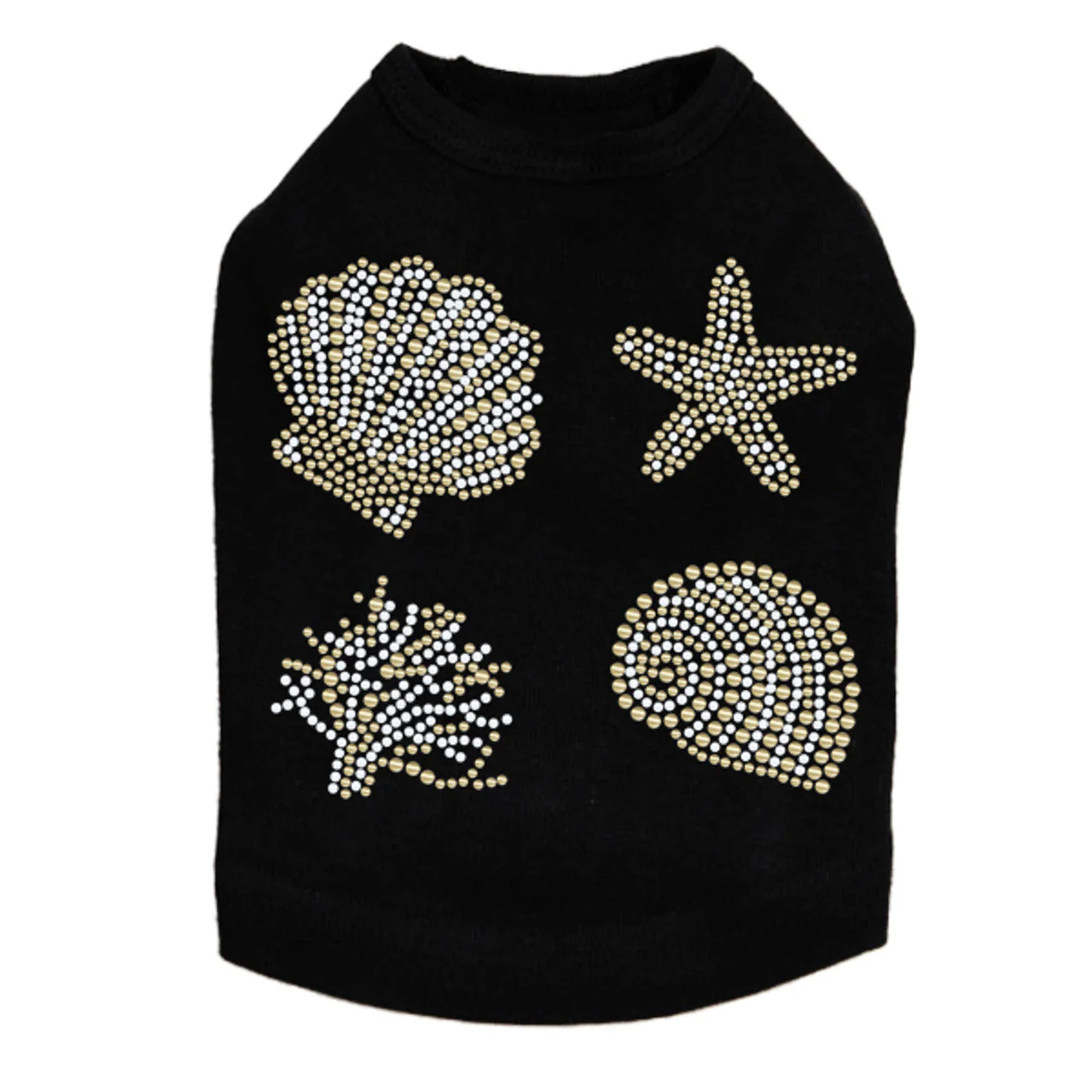 Gold & White Sea Shells - Dog Tank - Image 4