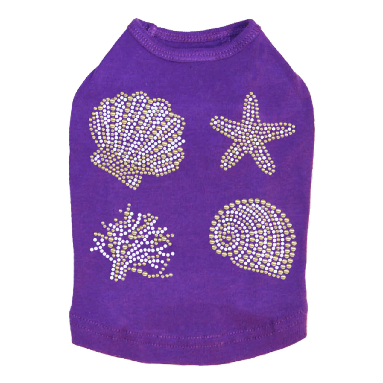 Gold & White Sea Shells - Dog Tank - Image 6