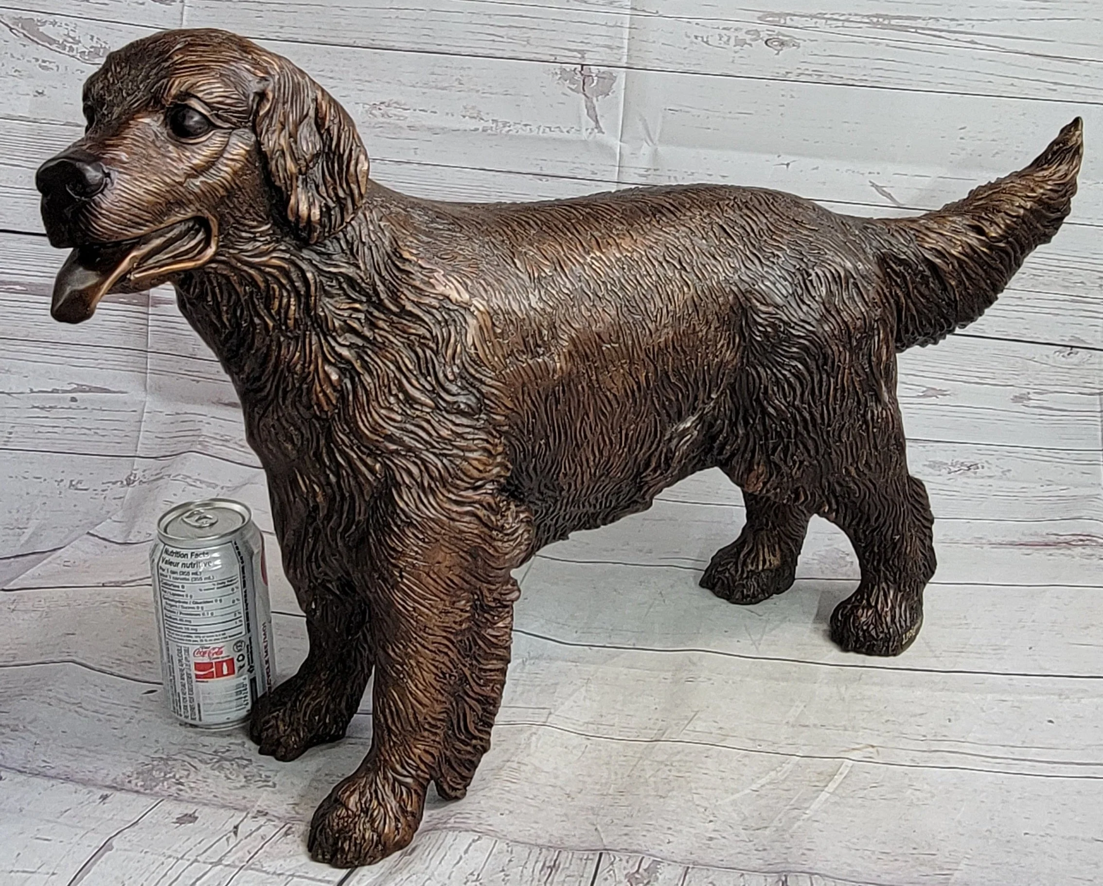 Golden Retriever Puppy Dog Bronze Metal Life Size Statue Sculpture 26" x 17" - Image 2