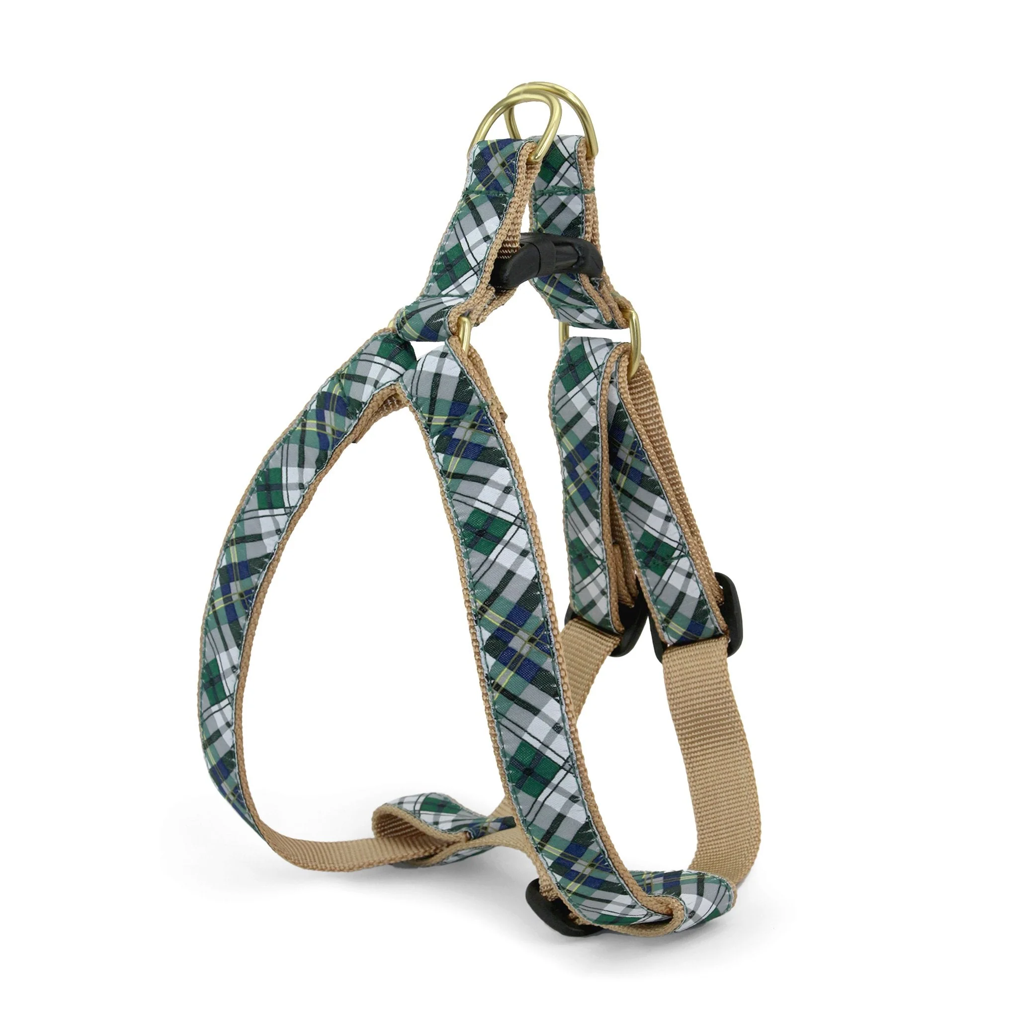 Up Country Gordon Plaid Dog Cast Brass Dog Harness