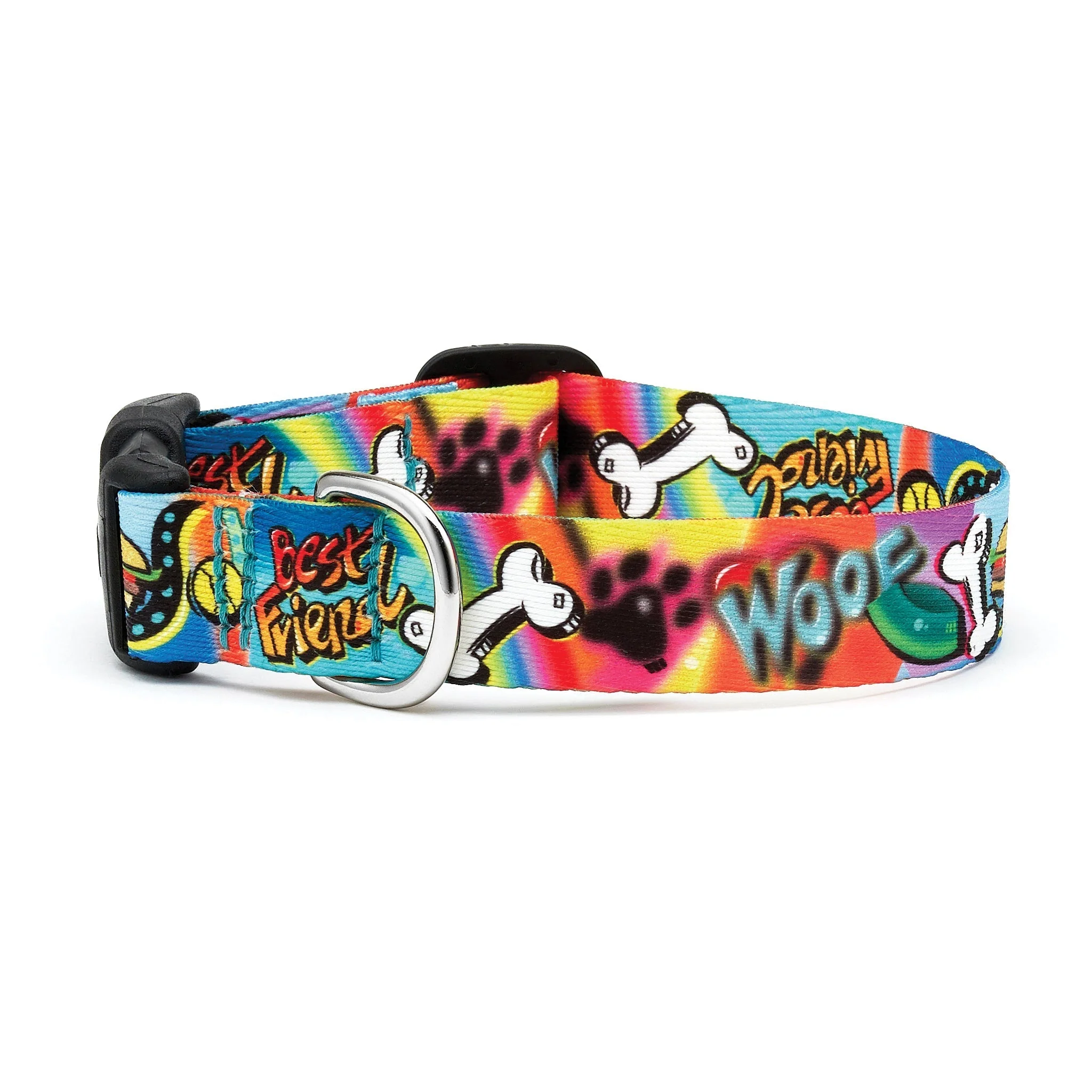 Up Country Graffiti Printed Cast Brass Dog Collar