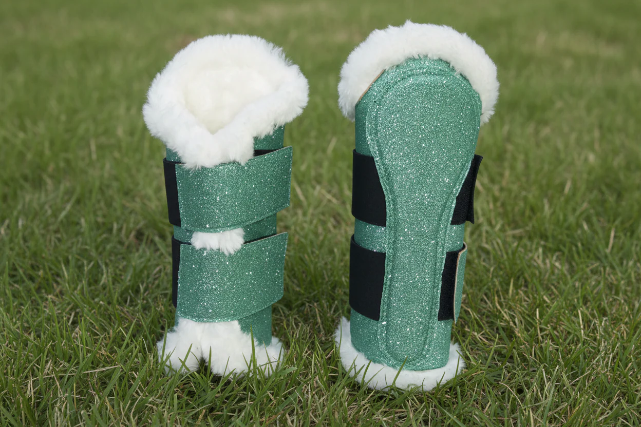 Green Horse Dragon Saddle Pad, Ear Bonnet & Horse Boot Set - Image 11