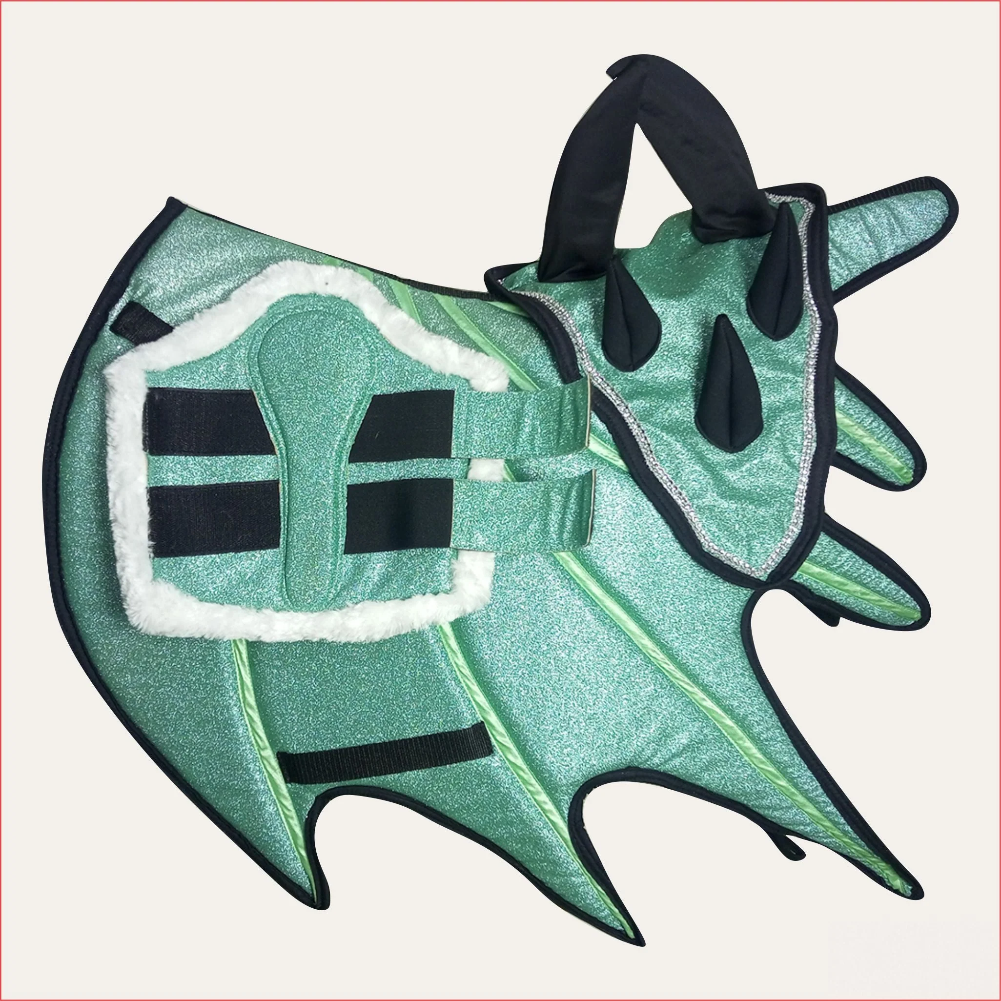 Green Horse Dragon Saddle Pad, Ear Bonnet & Horse Boot Set - Image 2