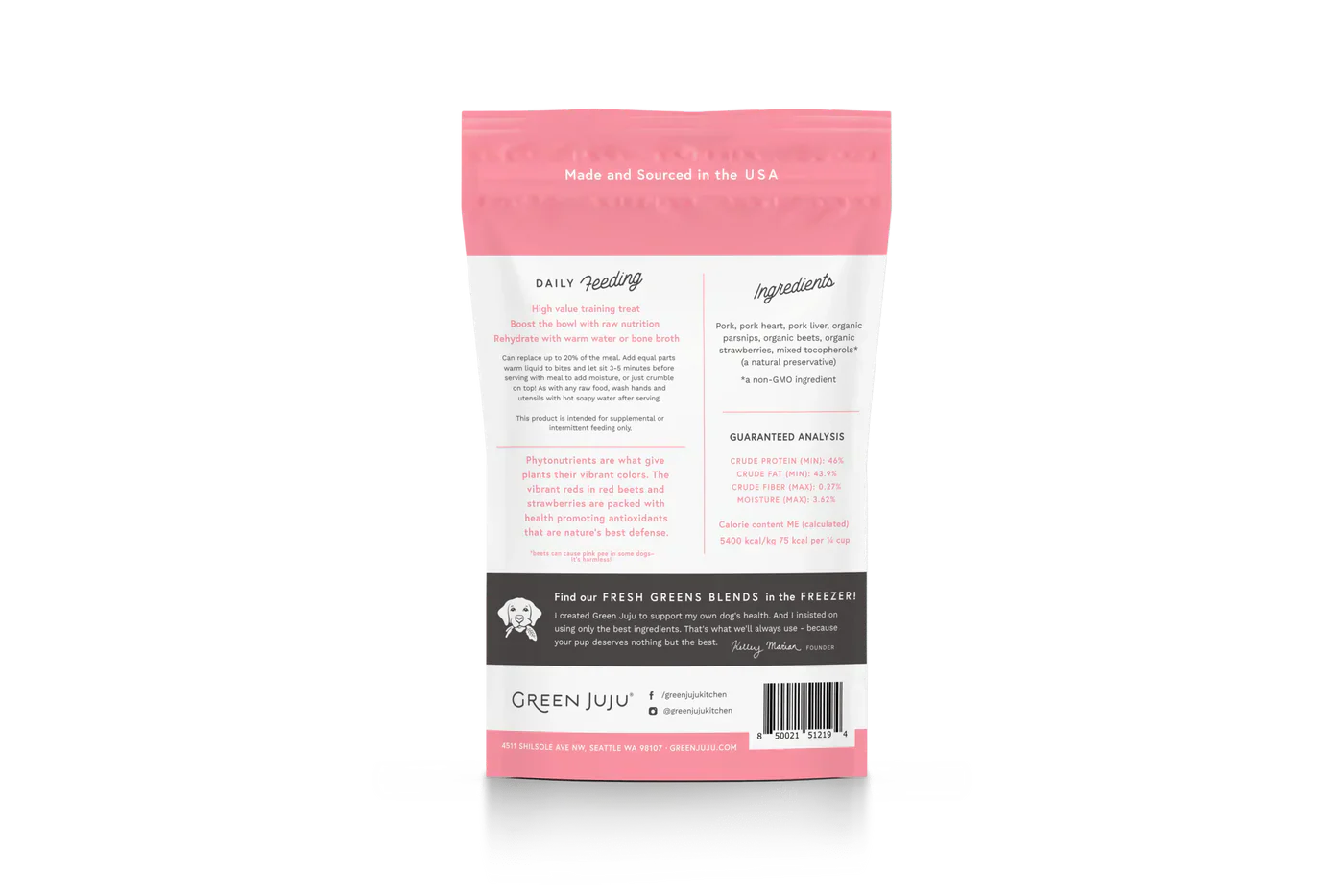 Green Juju Freeze Dried Pork Pink Whole Food Bites (3OZ) - Image 2