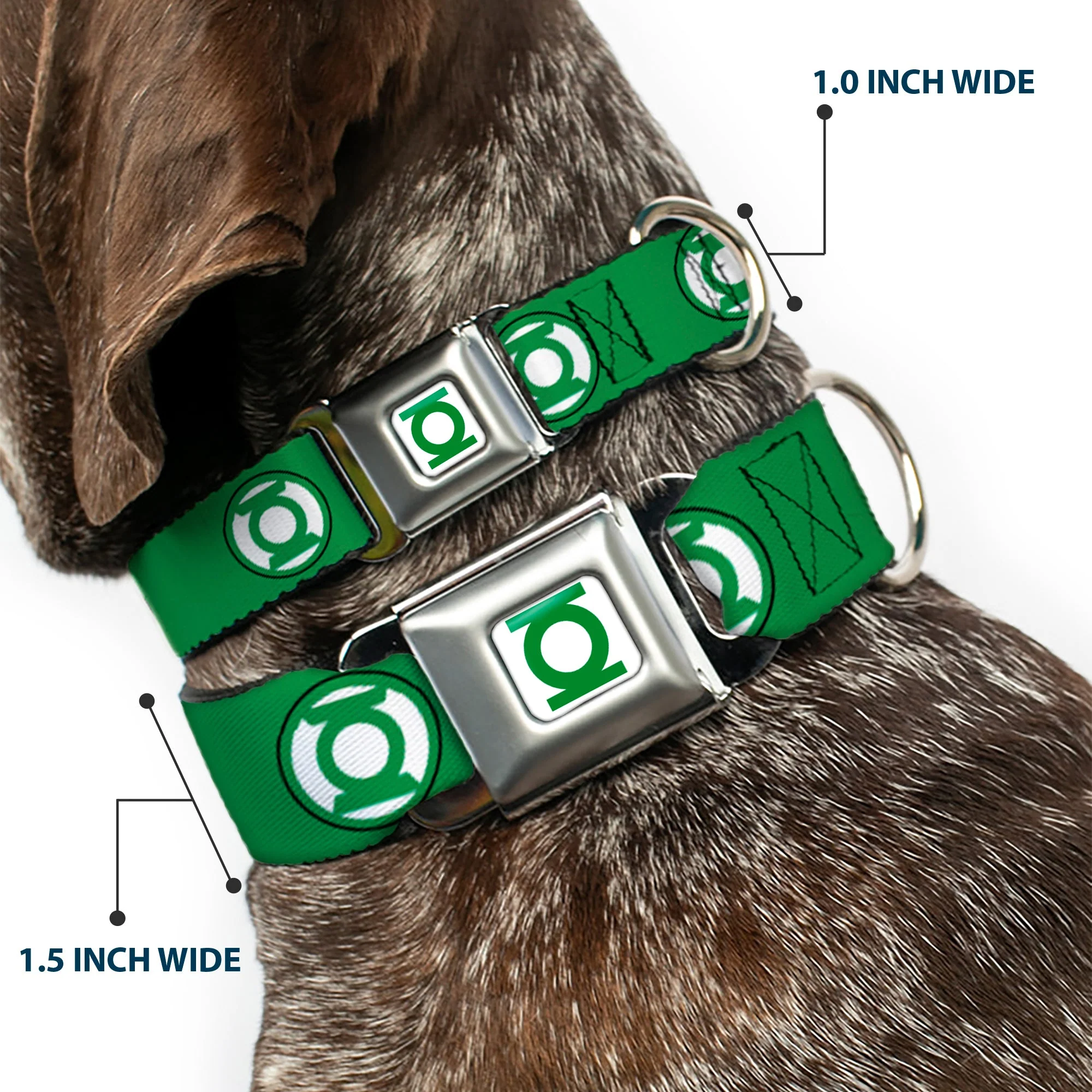 Green Lantern Logo CLOSE-UP Full Color White/Green Seatbelt Buckle Collar - Green Lantern Logo2 Green/Black/Green/White - Image 2