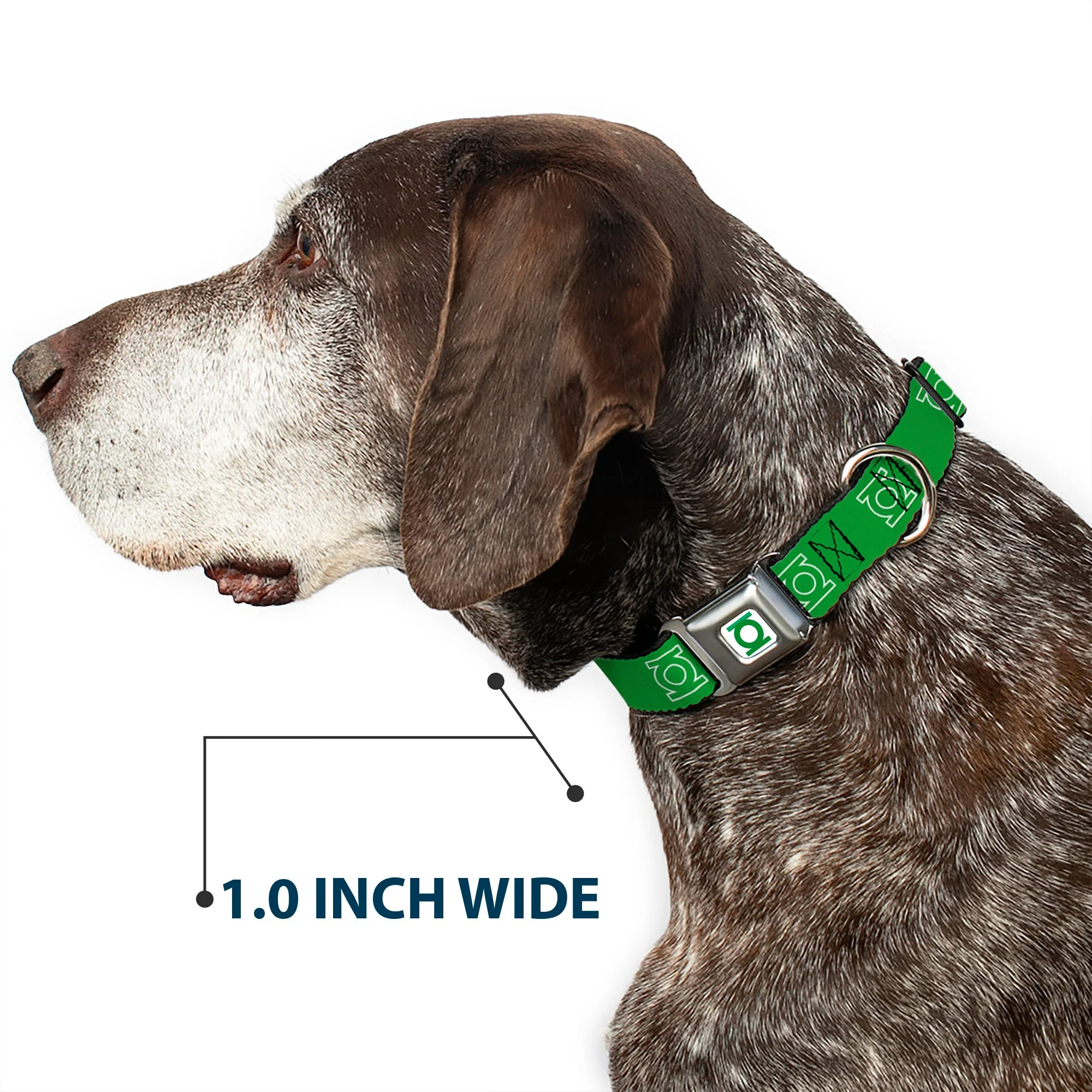 Green Lantern Logo CLOSE-UP White Green Seatbelt Buckle Collar - Green Lantern Logo Green/White - Image 6