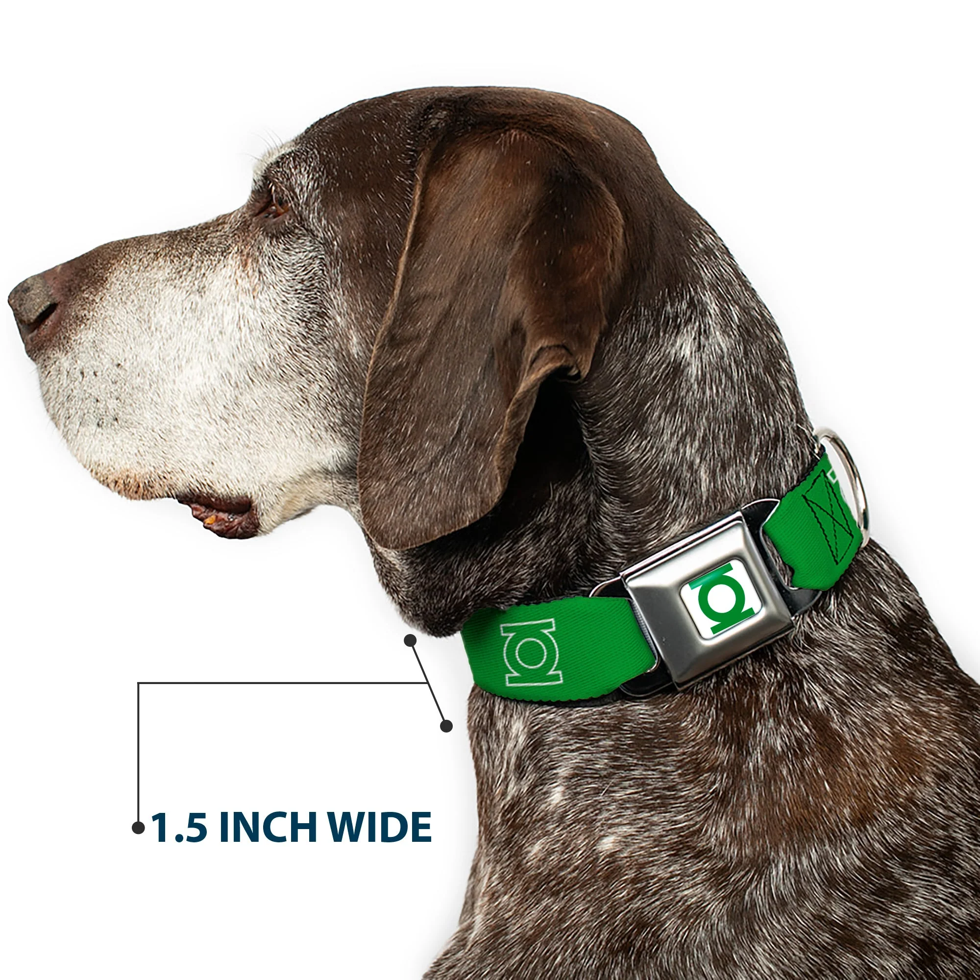 Green Lantern Logo CLOSE-UP White Green Seatbelt Buckle Collar - Green Lantern Logo Green/White - Image 7