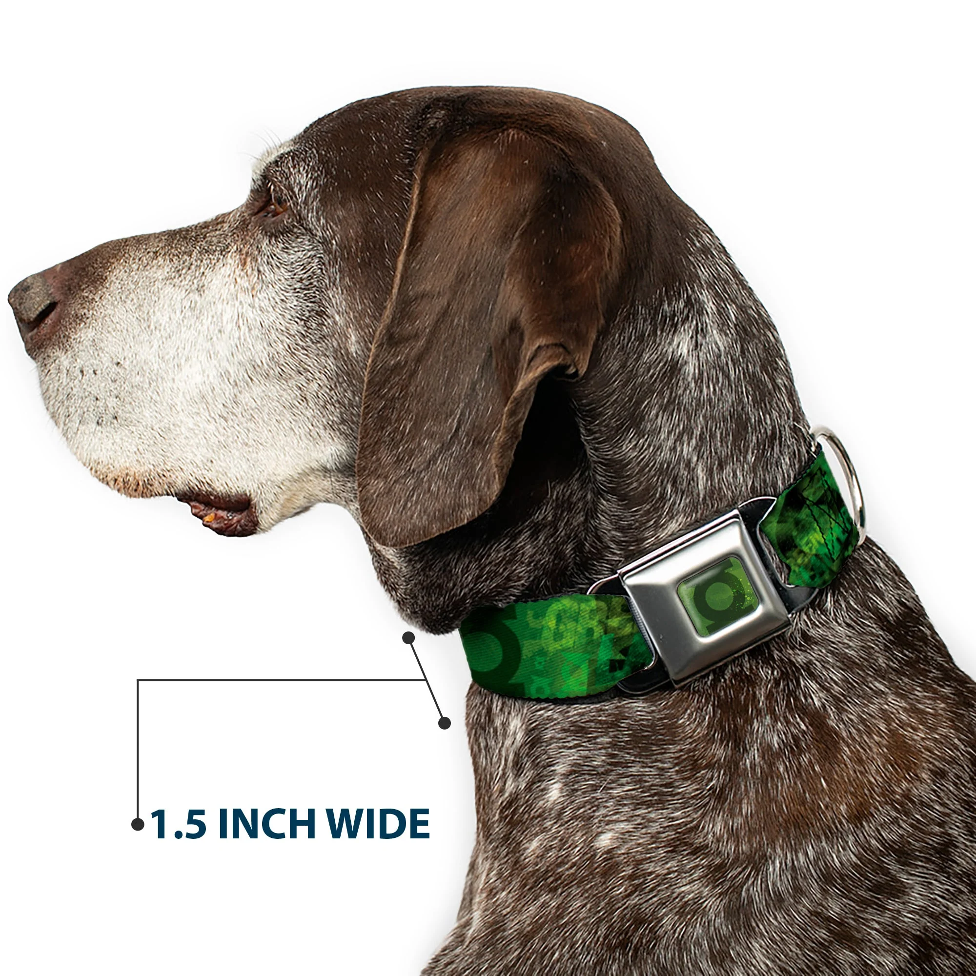 Green Lantern Logo Weathered Full Color Greens Seatbelt Buckle Collar - GREEN LANTERN/Logo Collage Weathered Greens - Image 7