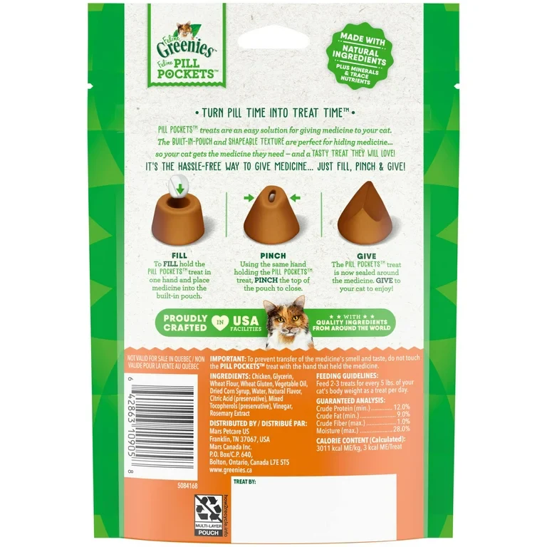 Greenies Feline Chicken Flavored Tablet Pill Pockets (3oz) (85ct) - Image 2