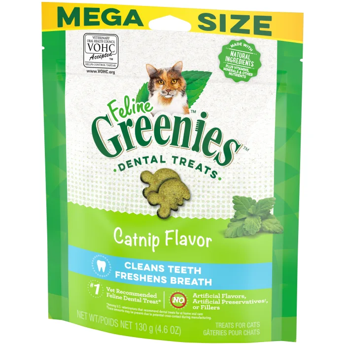 Greenies FELINE GREENIES Catnip Flavored Dental Treats, Mega Size (4.6oz) - Image 2