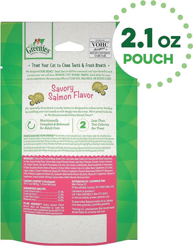 Greenies FELINE GREENIES Savory Salmon Flavored Dental Treats - Image 2