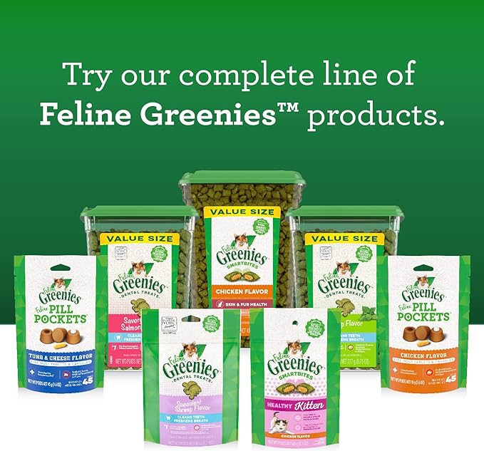 Greenies FELINE GREENIES Savory Salmon Flavored Dental Treats - Image 7