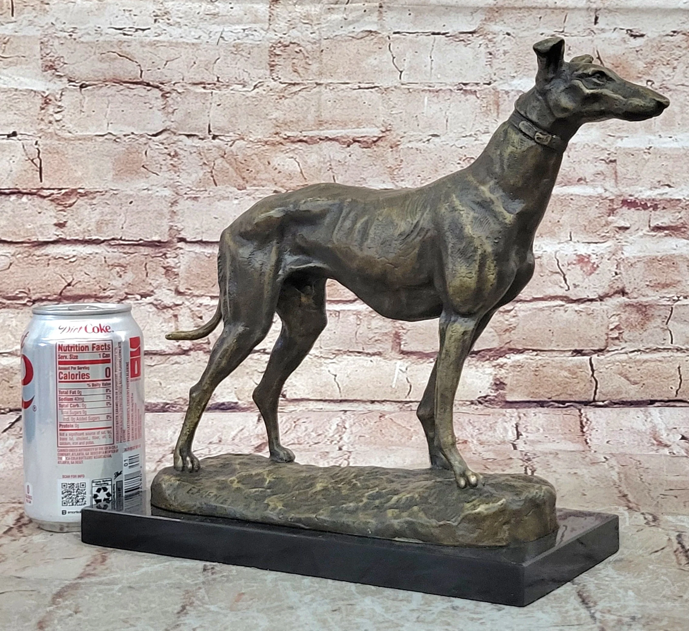 Greyhound Dog Bronze Metal Statue Sculpture Figure on Marble Base by Fremiet - Image 2