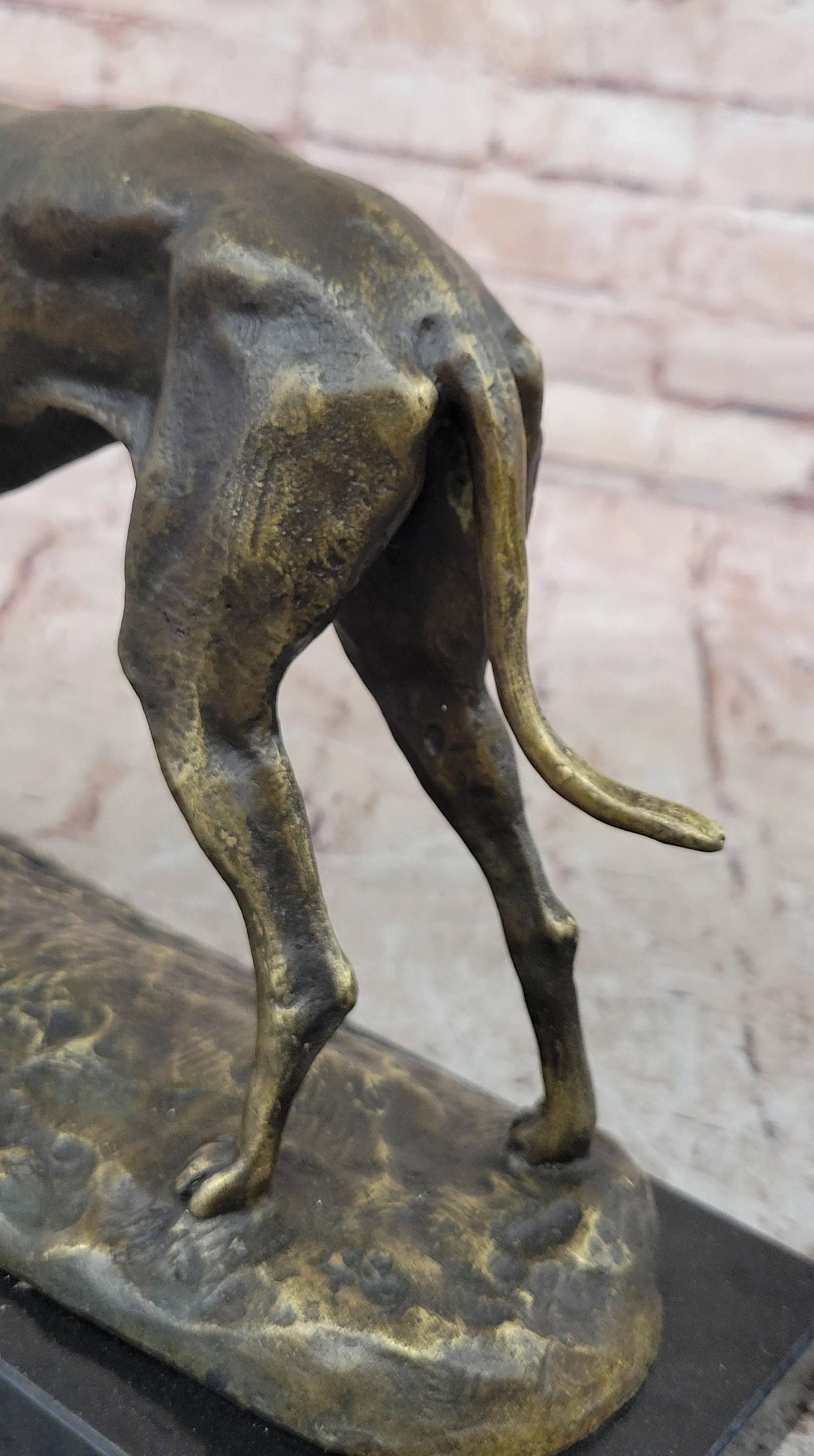 Greyhound Dog Bronze Metal Statue Sculpture Figure on Marble Base by Fremiet - Image 8