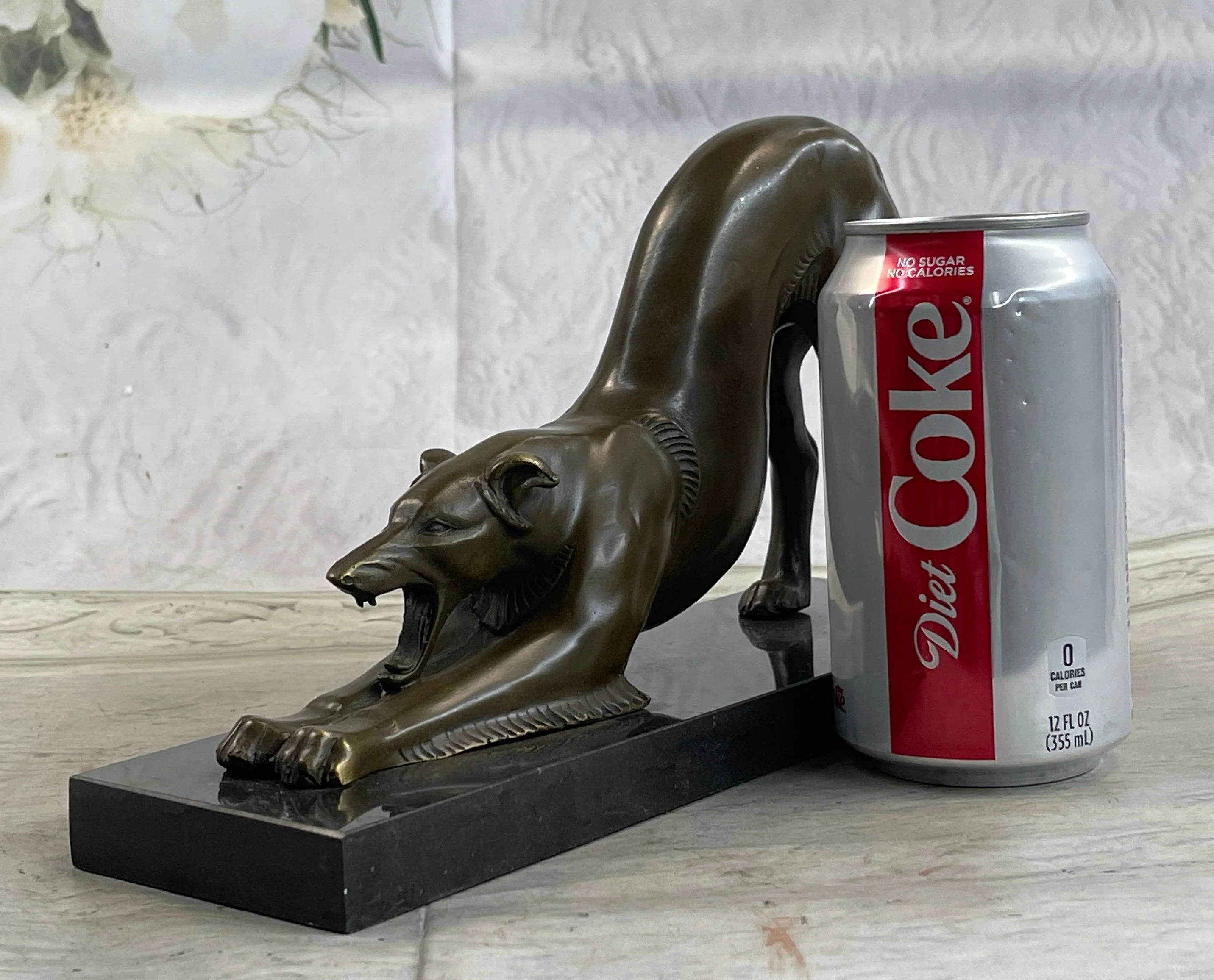 Greyhound or Saluki Racing Dog Bronze Statue Sculpture Figure on Marble Base 6" x 10" - Image 3