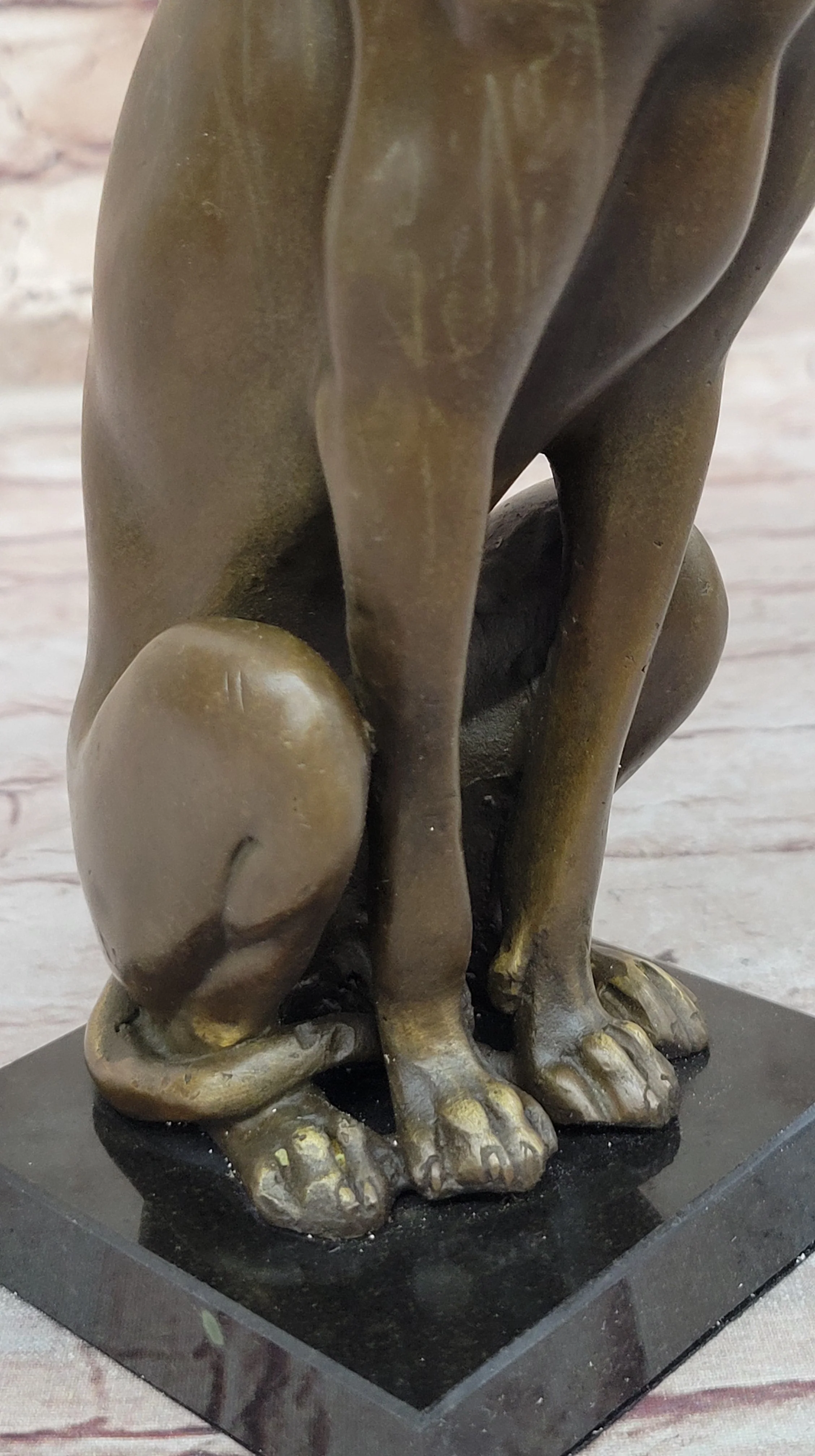 Greyhound Whippet Slender Dog Bronze Metal Modern Art Sculpture Statue Figure Marble Base - Image 9