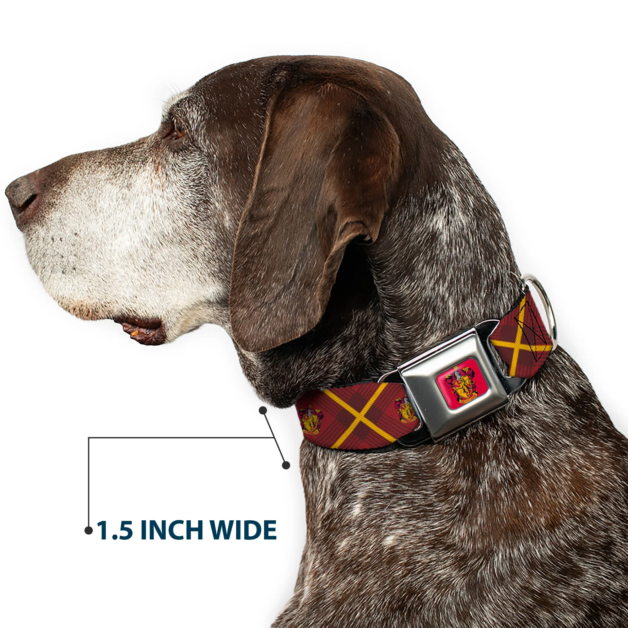 Gryffindor Crest Full Color Red Seatbelt Buckle Collar - Harry Potter Gryffindor Crest Plaid Reds/Gold - Image 7