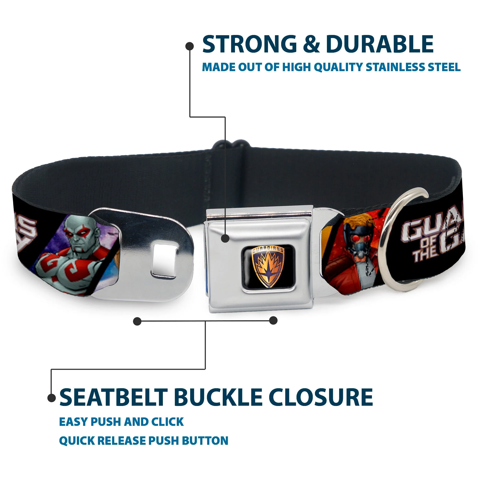 GUARDIANS OF THE GALAXY - EVERGREEN GUARDIANS Badge Full Color Black Gold Purple Seatbelt Buckle Collar - GUARDIANS OF THE GALAXY 5-Character Pose Blocks - Image 4