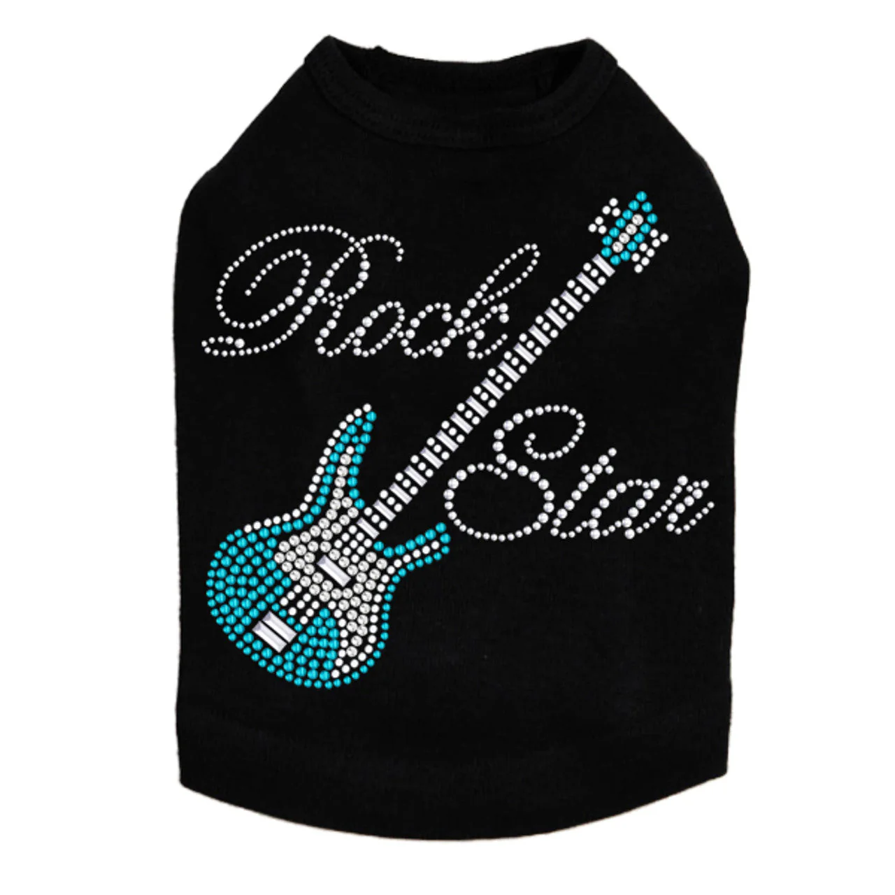 Guitar Blue (Austrian Rhinestones) & Rock Star - Dog Tank - Image 4