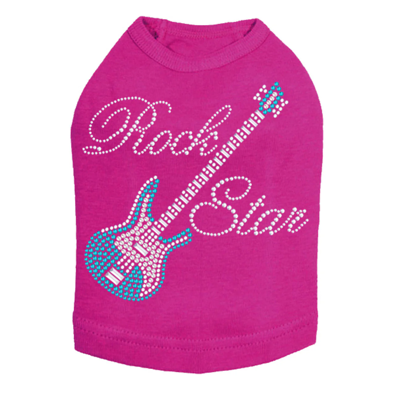 Guitar Blue (Austrian Rhinestones) & Rock Star - Dog Tank - Image 9
