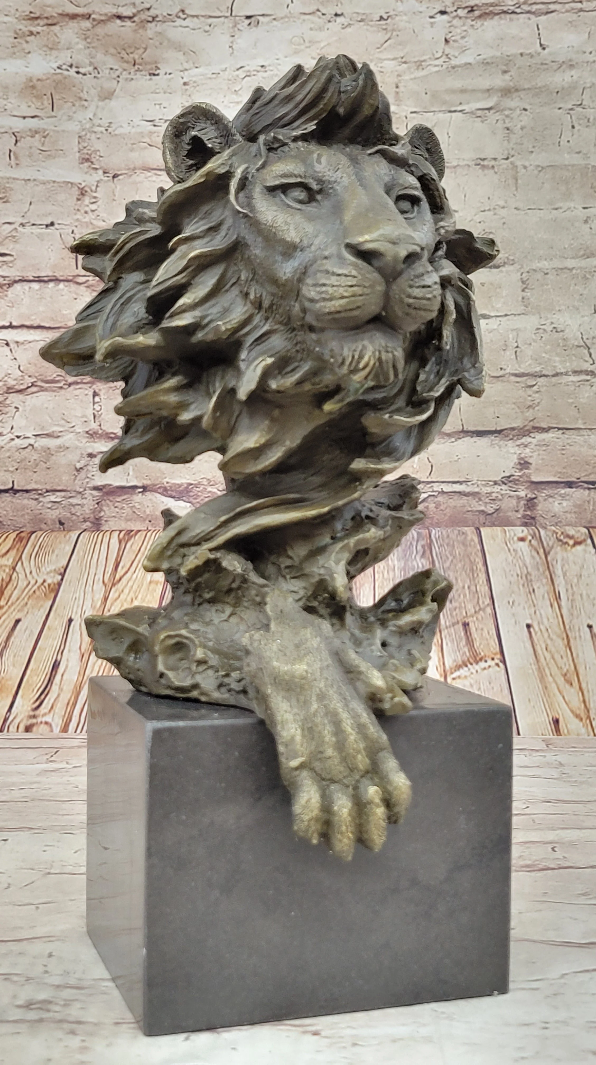 Hand Made African Lion Bust Museum Quality Bronze Sculpture by Barye Figurine - Image 3
