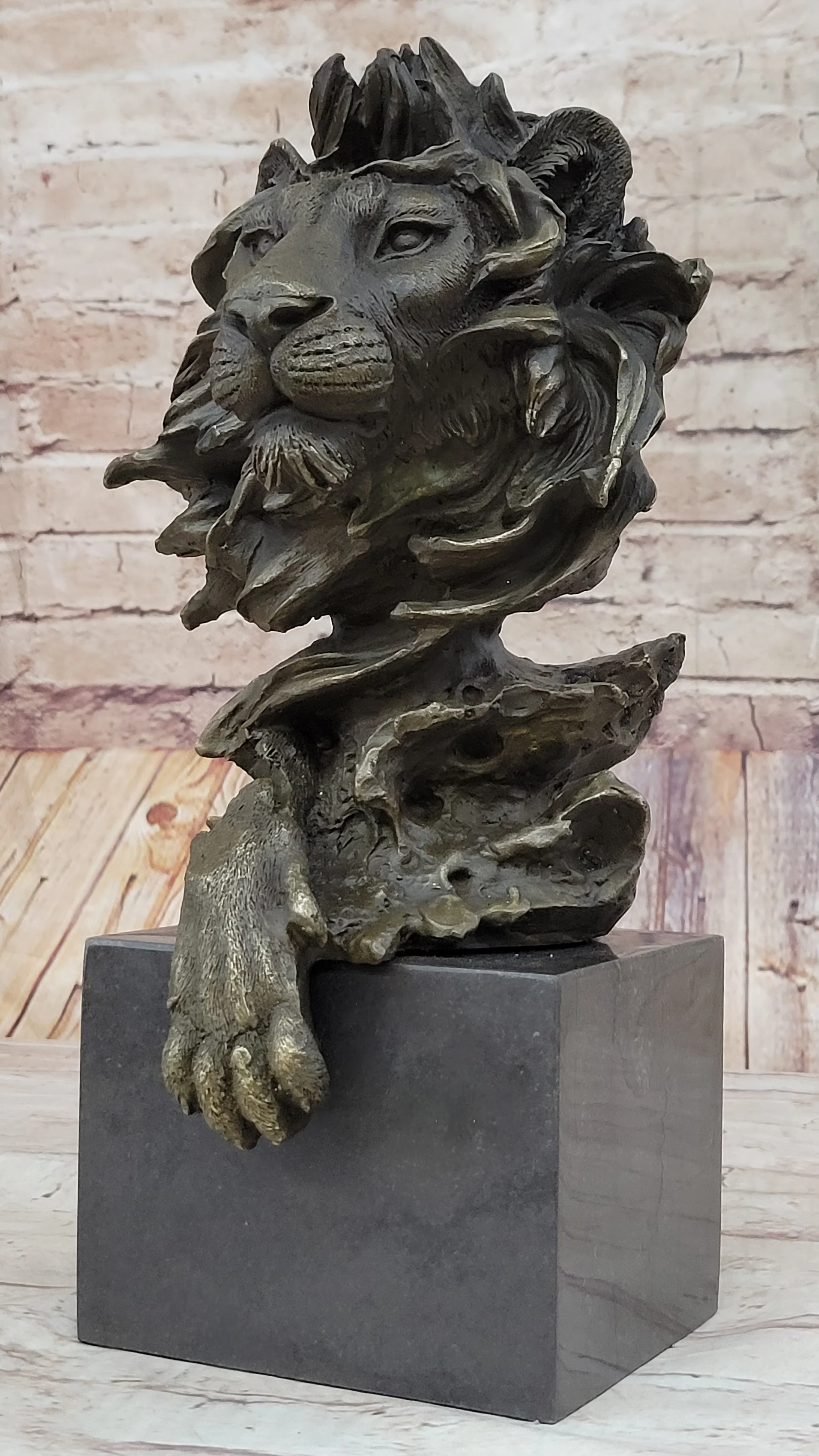 Hand Made African Lion Bust Museum Quality Bronze Sculpture by Barye Figurine - Image 4