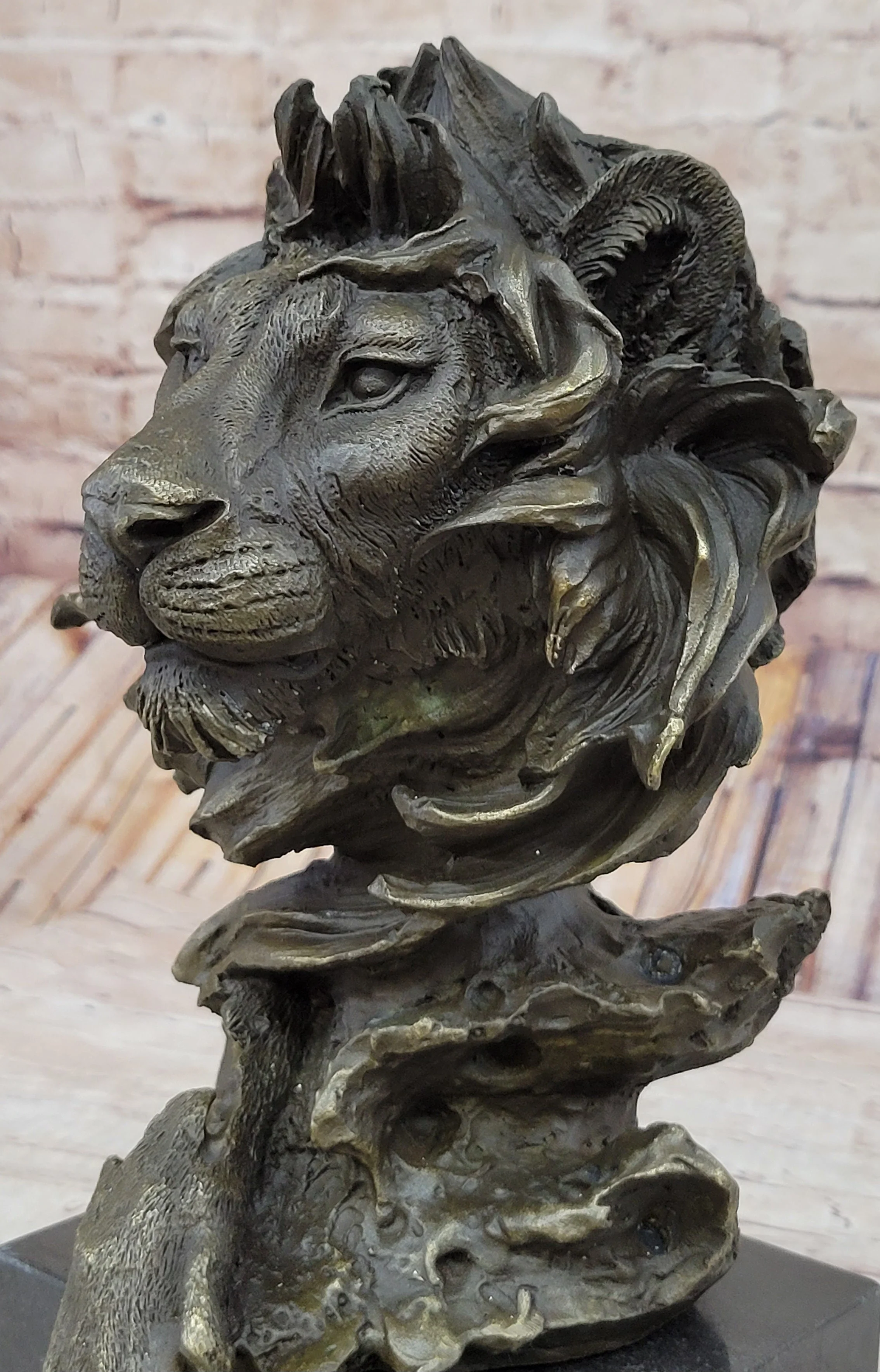 Hand Made African Lion Bust Museum Quality Bronze Sculpture by Barye Figurine - Image 7