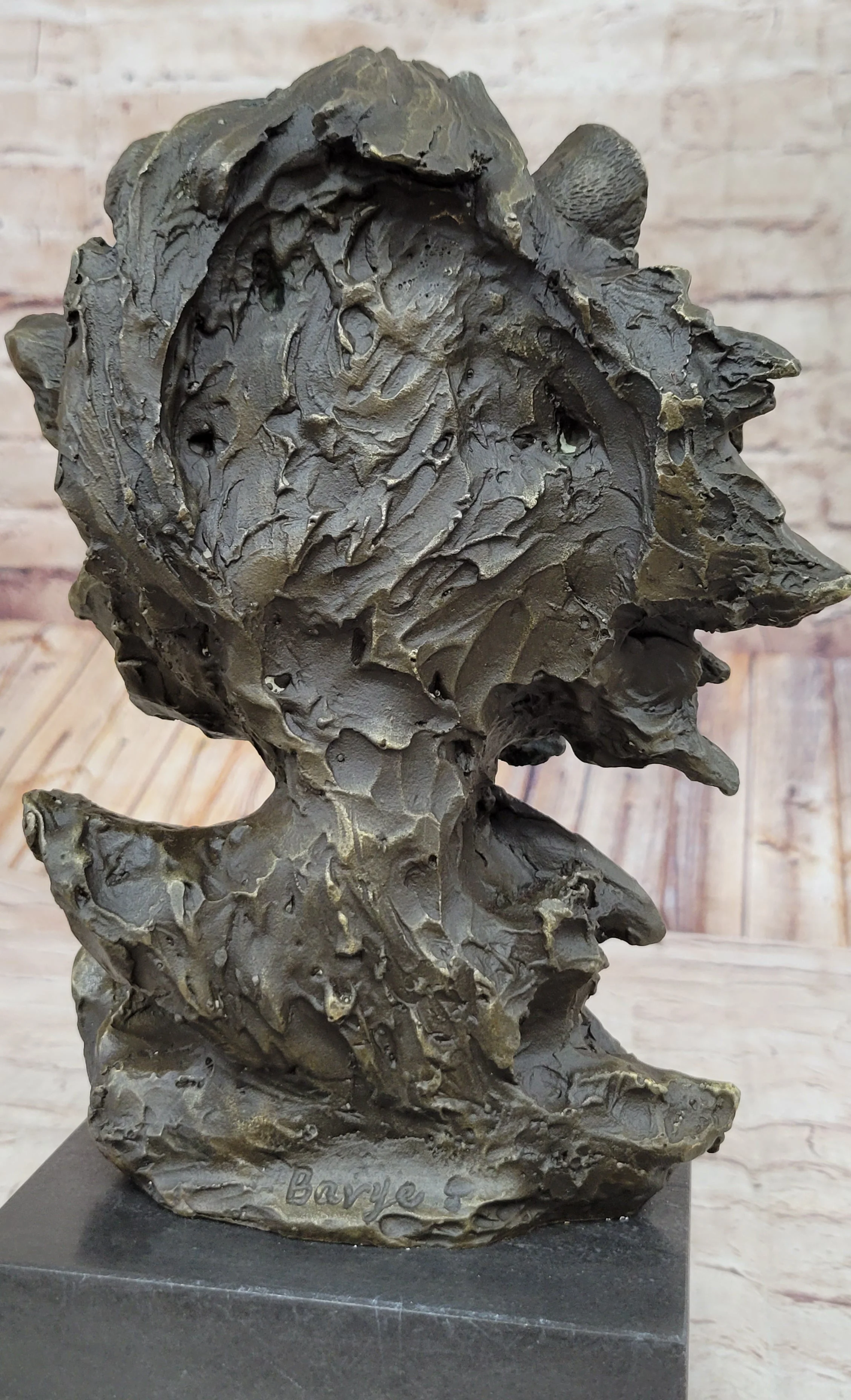 Hand Made African Lion Bust Museum Quality Bronze Sculpture by Barye Figurine - Image 9