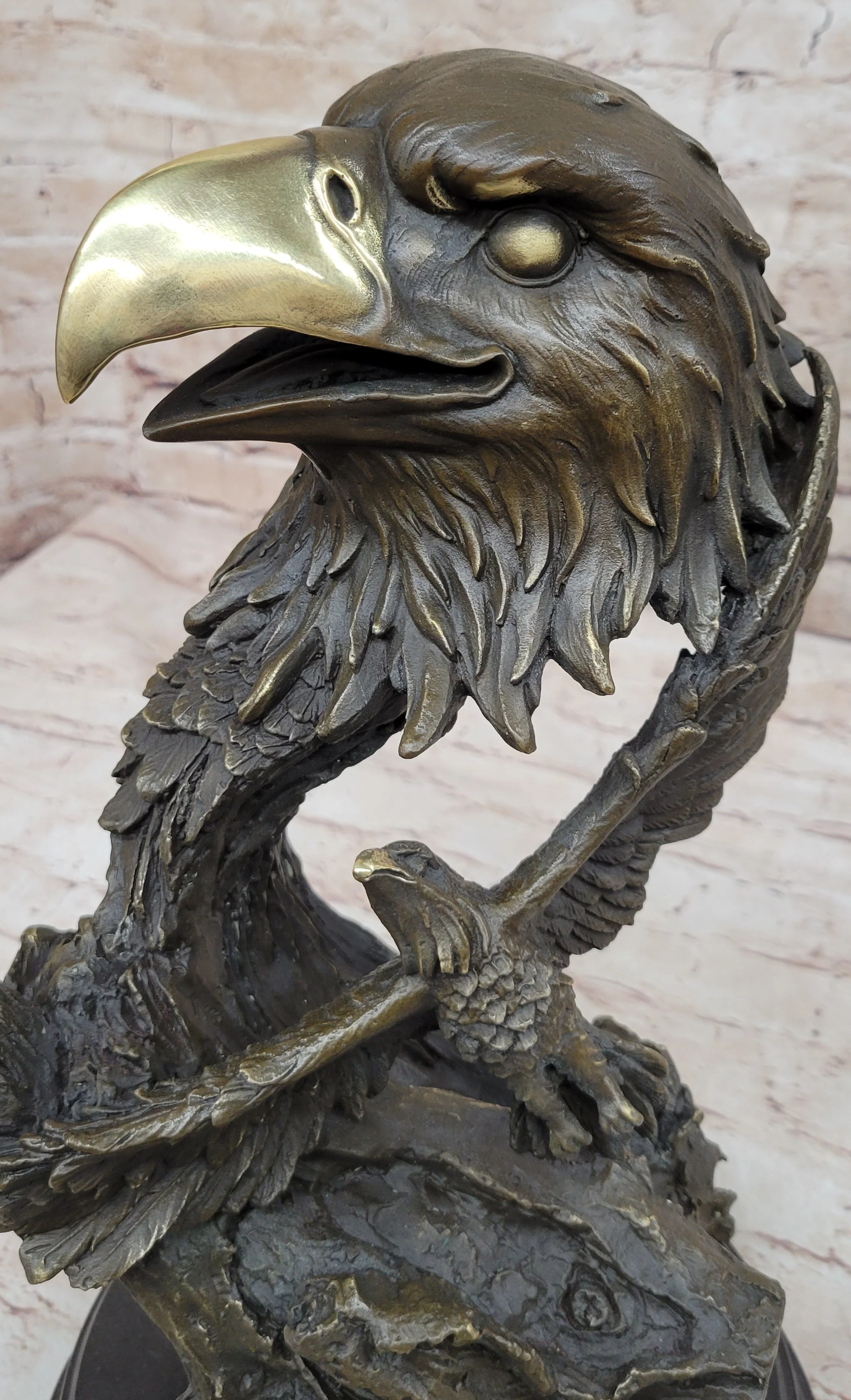 Hand Made Original Milo Eagle Falcon Head Genuine Bronze Sculpture Statue - Image 7