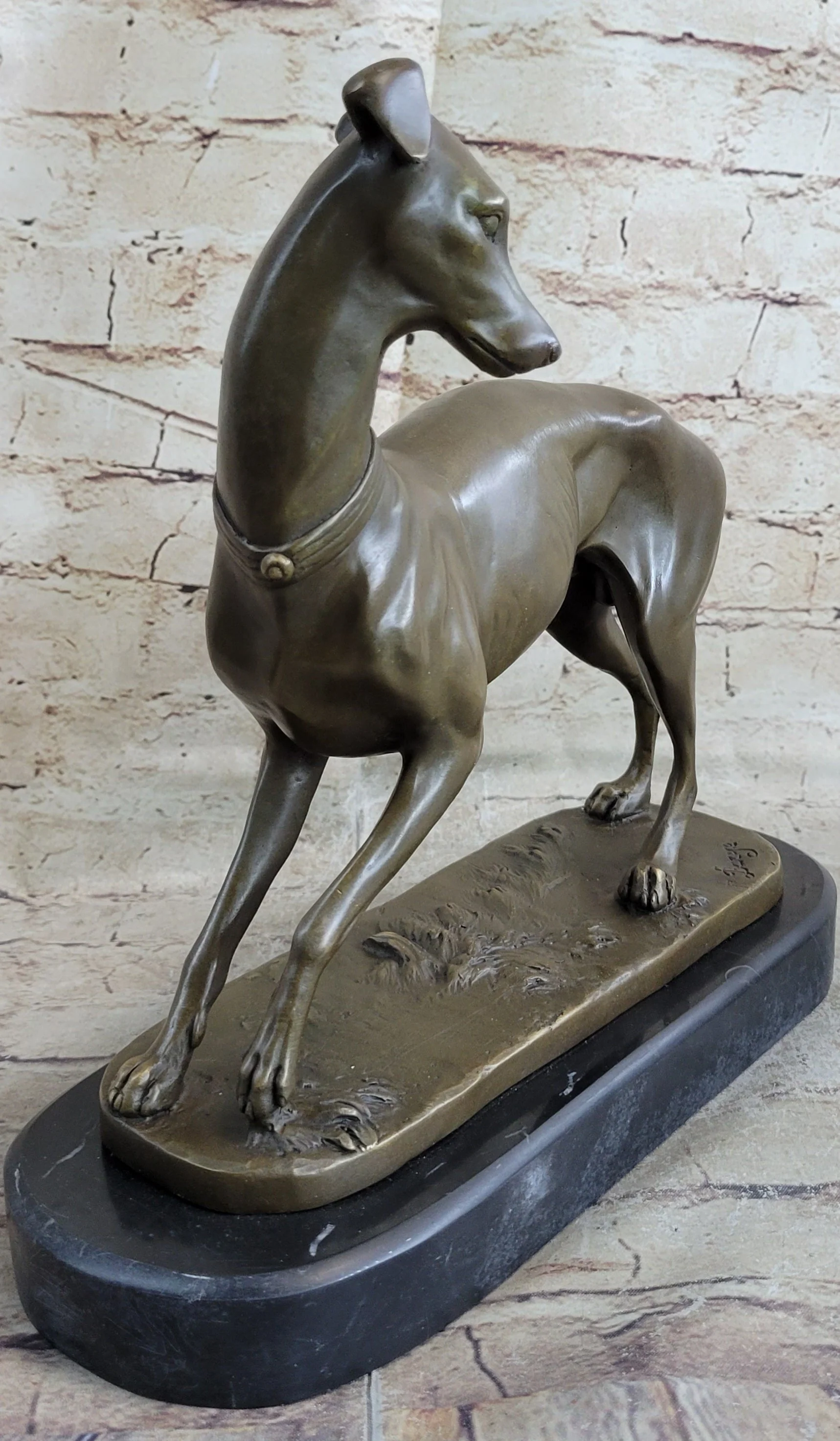 Handmade LARGE Bronze of a Whippet Greyhound Dog Classic Masterpiece Figurine - Image 3