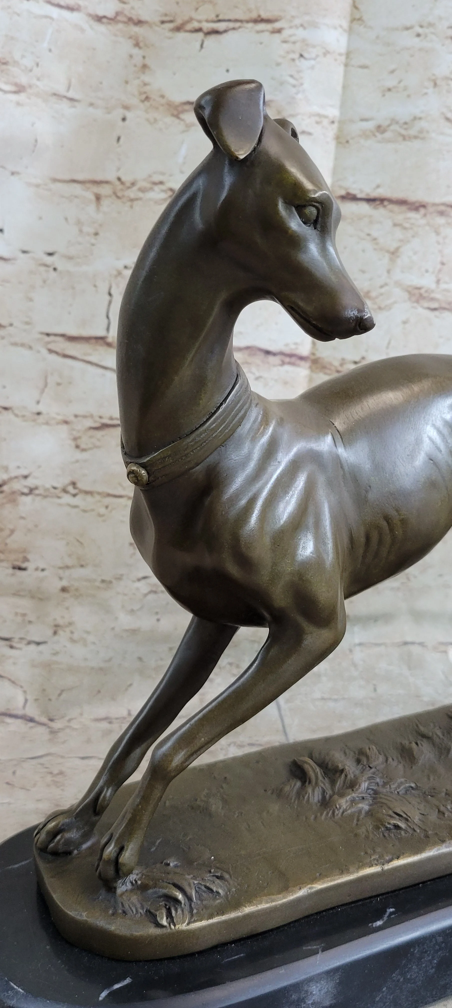 Handmade LARGE Bronze of a Whippet Greyhound Dog Classic Masterpiece Figurine - Image 7