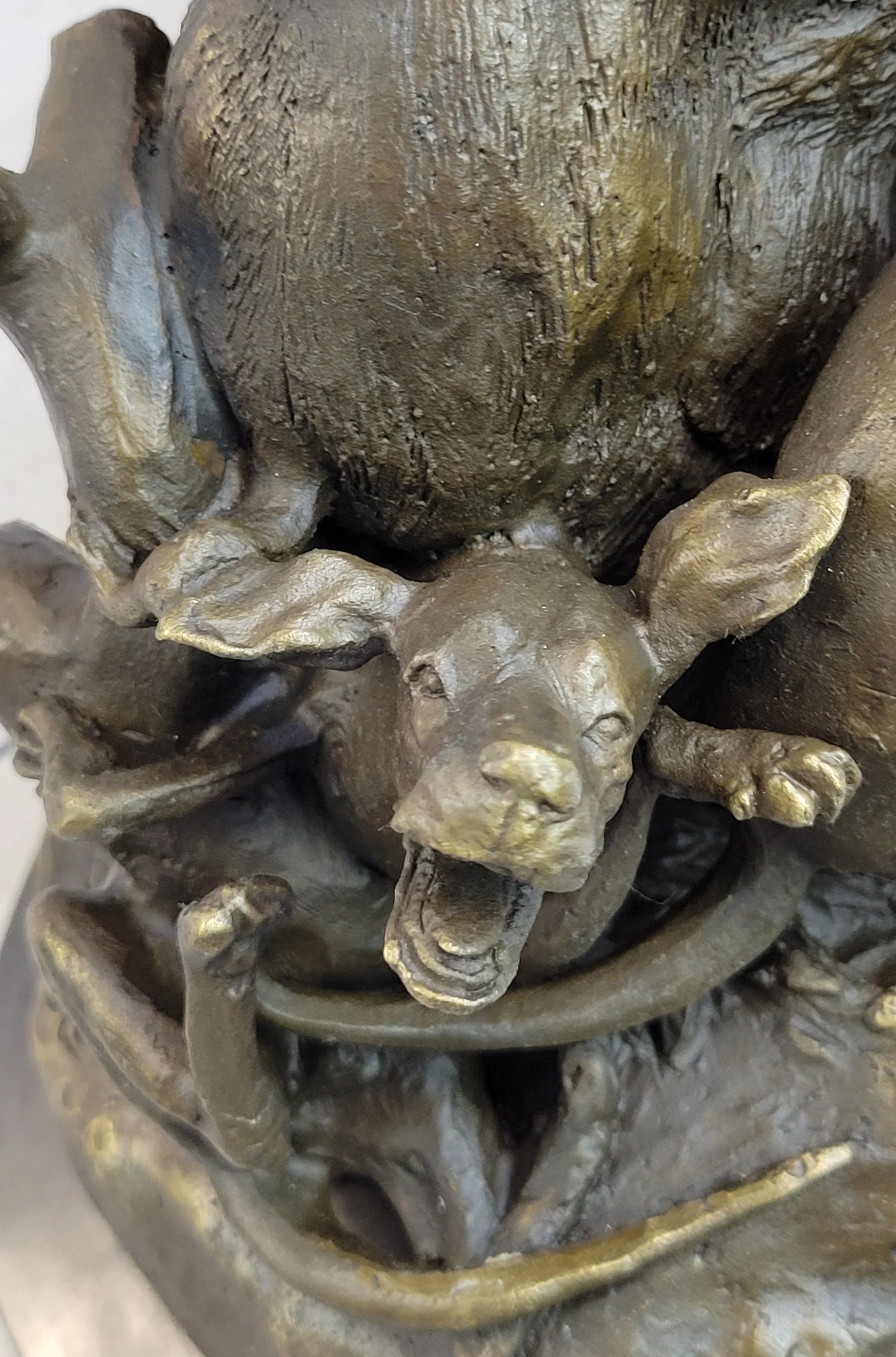 Handmade Vintage Lecourtier Wild Boar & Dogs Bronze Sculpture Figurine Figure - Image 8