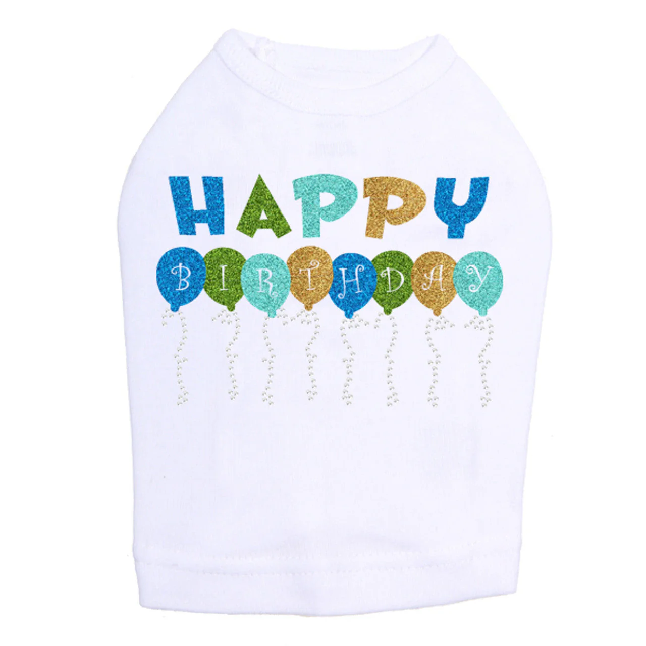 Happy Birthday Balloons (Blue) - Dog Tank - Image 10