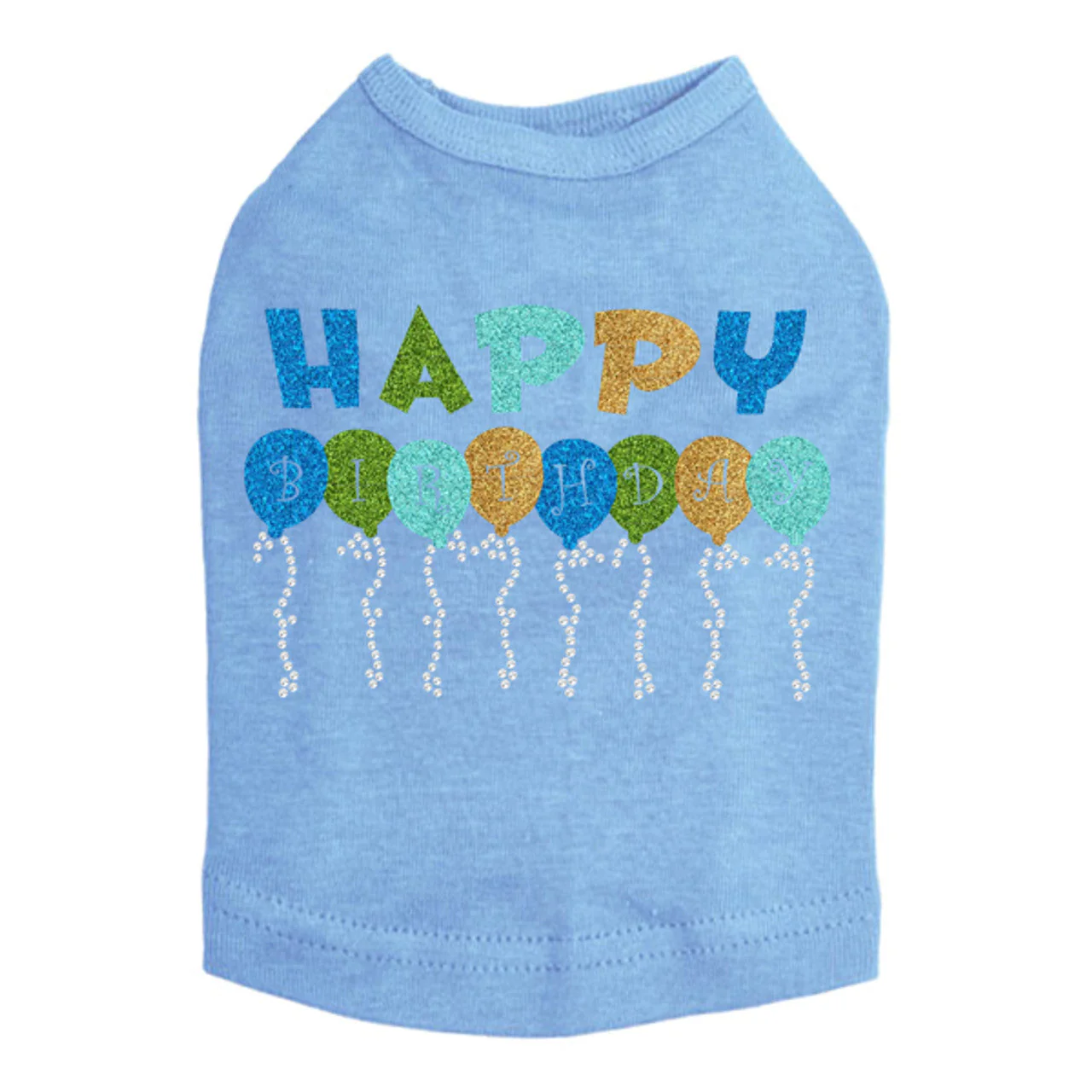 Happy Birthday Balloons (Blue) - Dog Tank - Image 3
