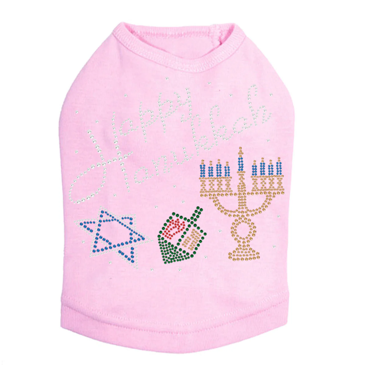 Happy Hanukkah - Dreidel, Menorah and Star of David - Dog Tank - Image 10