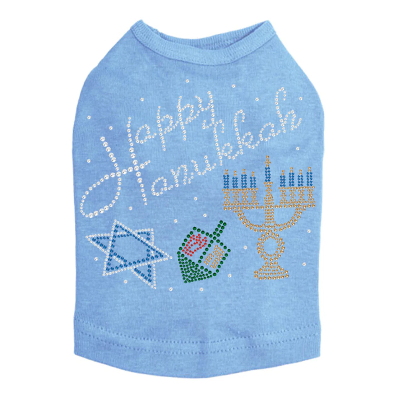 Happy Hanukkah - Dreidel, Menorah and Star of David - Dog Tank - Image 4
