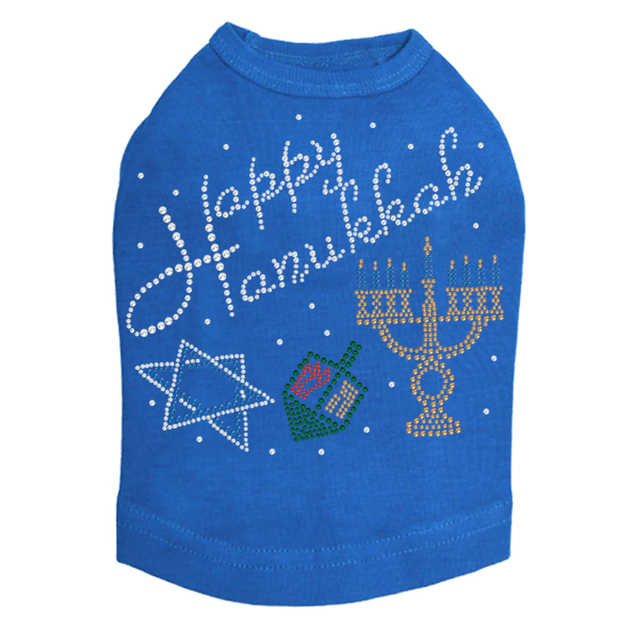 Happy Hanukkah - Dreidel, Menorah and Star of David - Dog Tank - Image 5