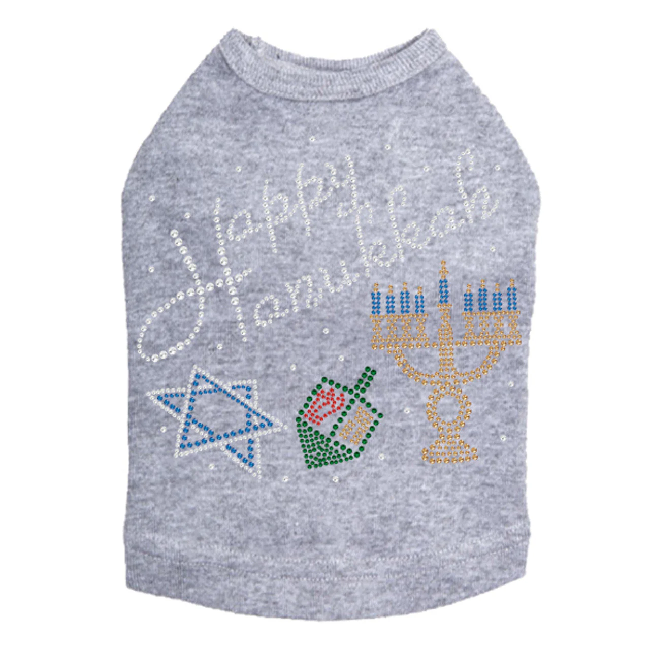 Happy Hanukkah - Dreidel, Menorah and Star of David - Dog Tank - Image 6