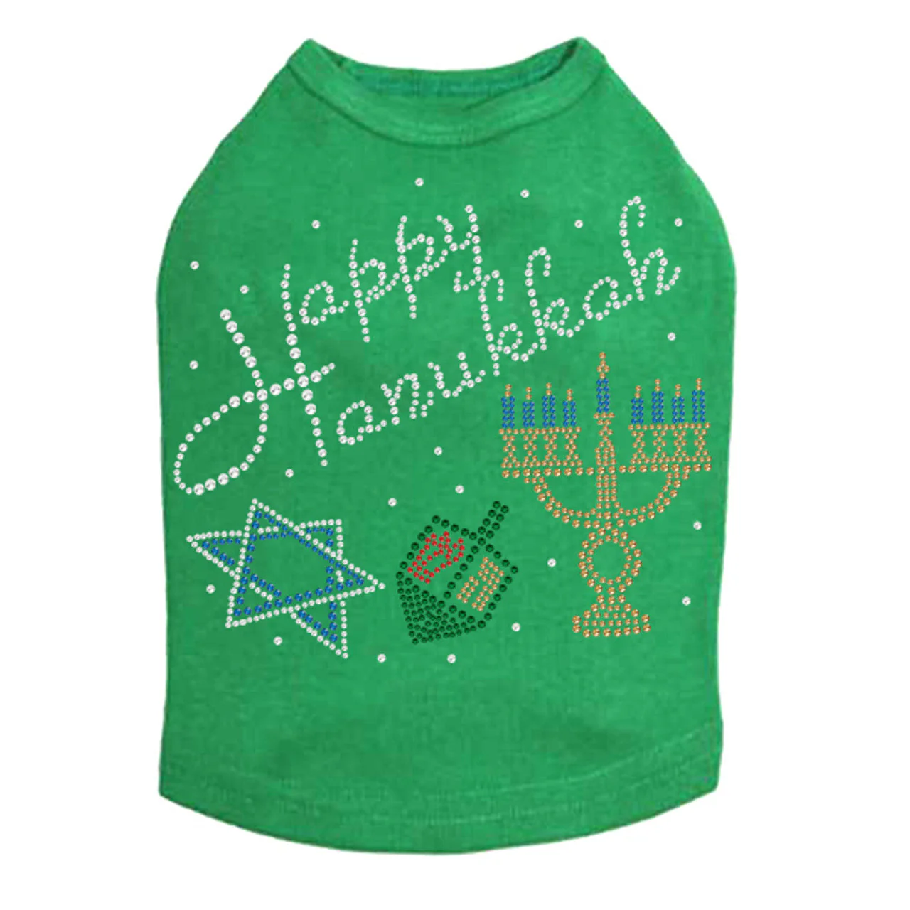 Happy Hanukkah - Dreidel, Menorah and Star of David - Dog Tank - Image 8