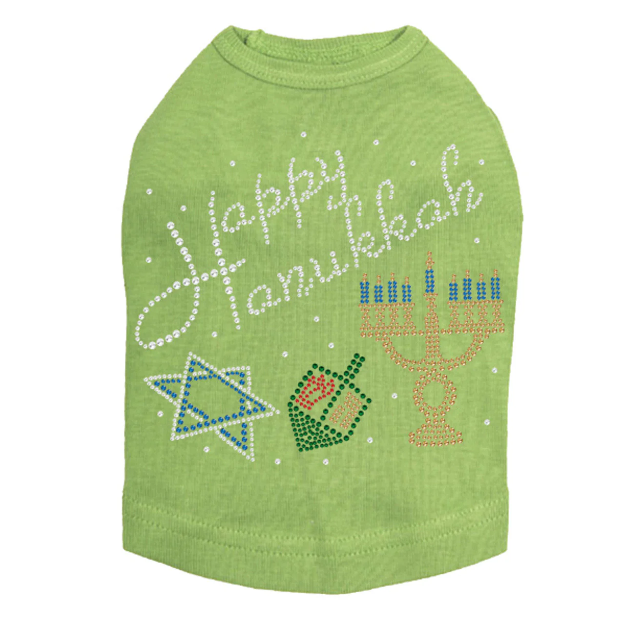 Happy Hanukkah - Dreidel, Menorah and Star of David - Dog Tank - Image 9