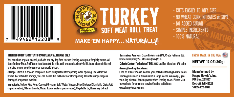 Happy Howies Turkey Meat Roll Dog Treat (12oz) - Image 3