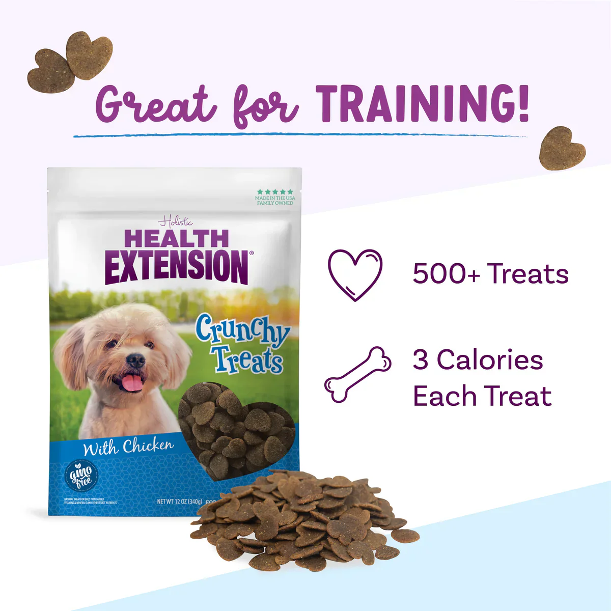 Health Extension Crunchy Heart Shaped Chicken Dog Treats (12oz) - Image 4