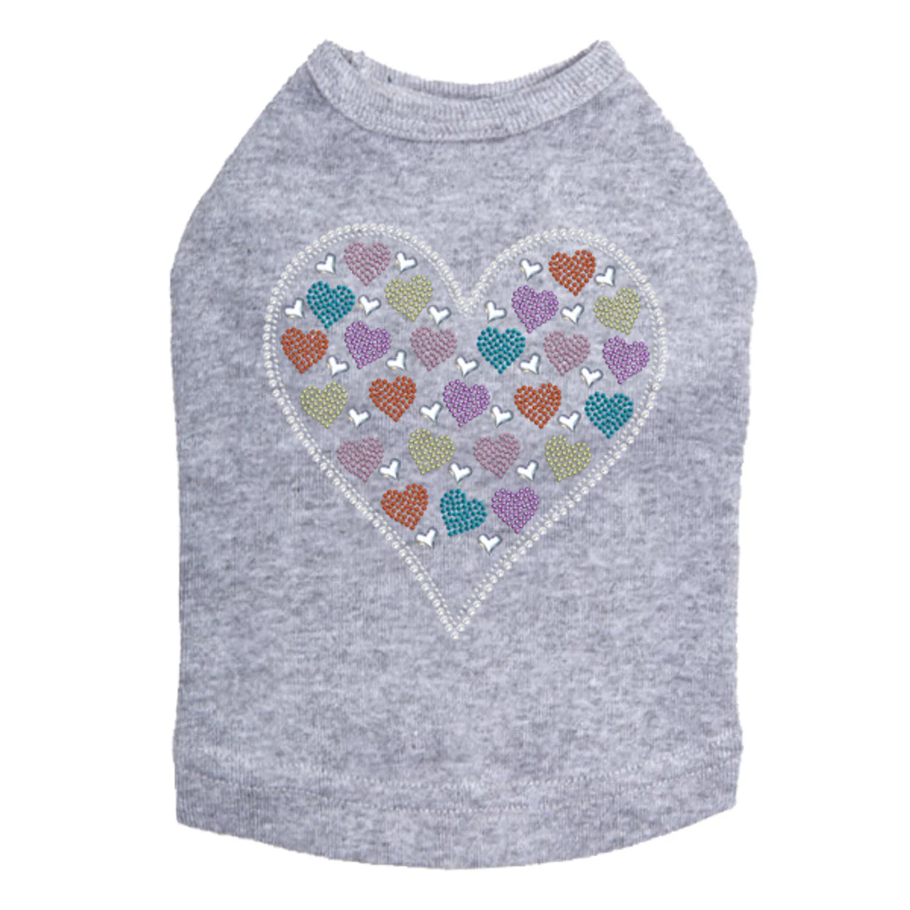 Heart with Multicolor Rhinestud Hearts - Dog Tank - Image 11
