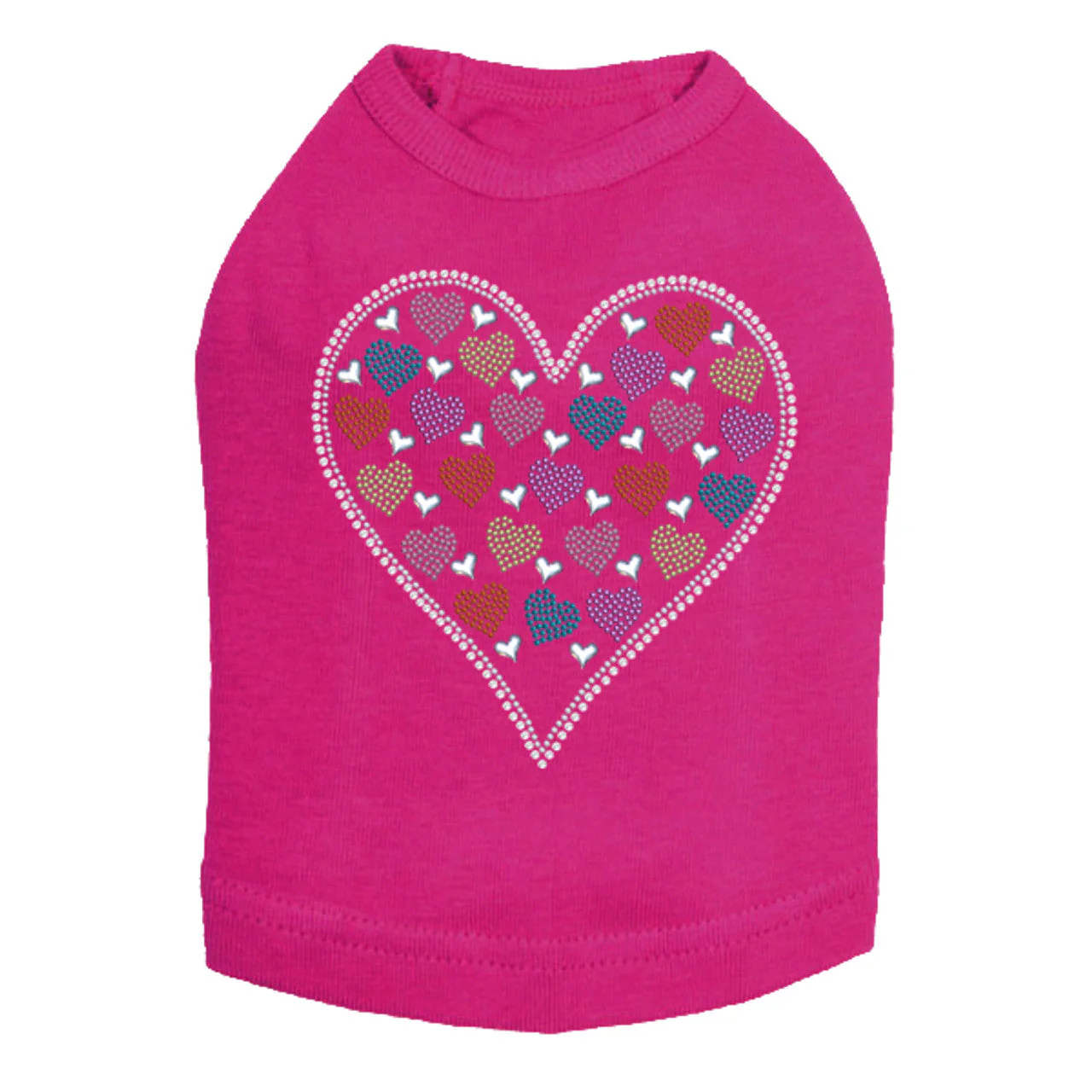 Heart with Multicolor Rhinestud Hearts - Dog Tank - Image 13