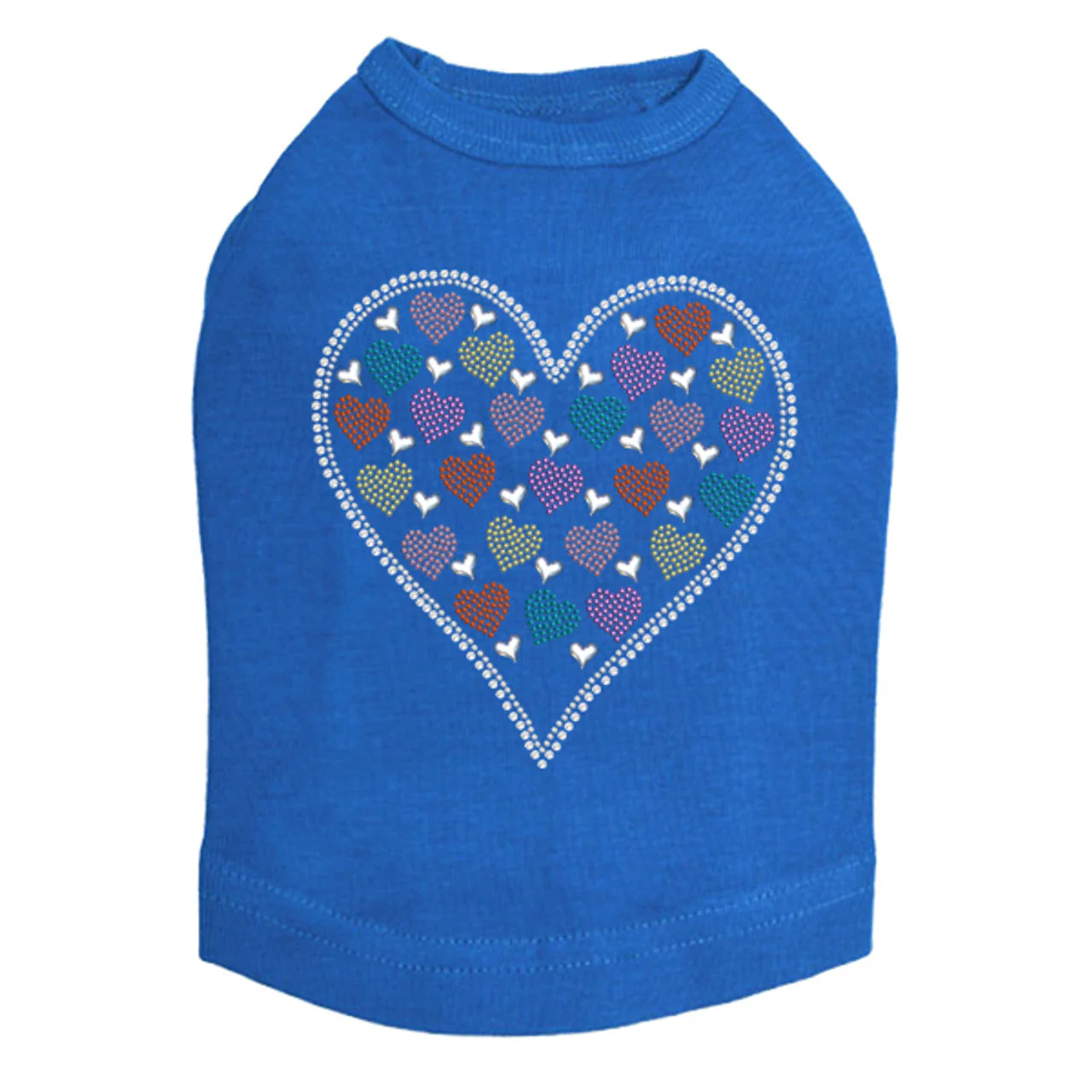 Heart with Multicolor Rhinestud Hearts - Dog Tank - Image 2