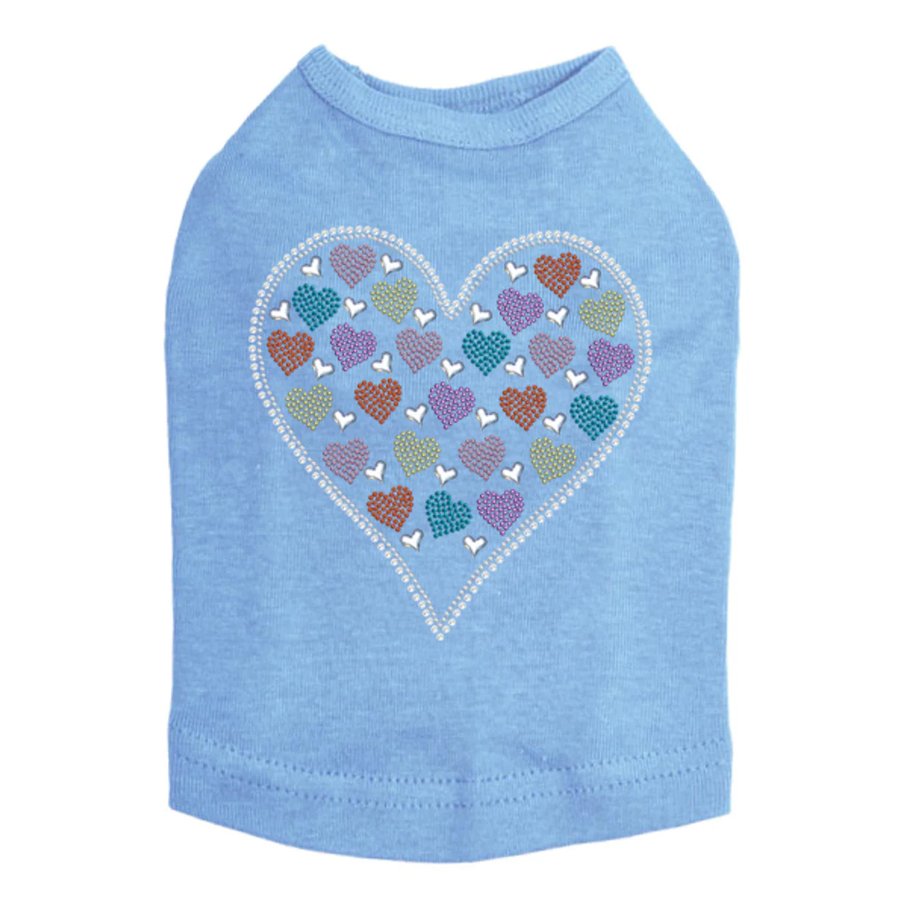 Heart with Multicolor Rhinestud Hearts - Dog Tank - Image 8